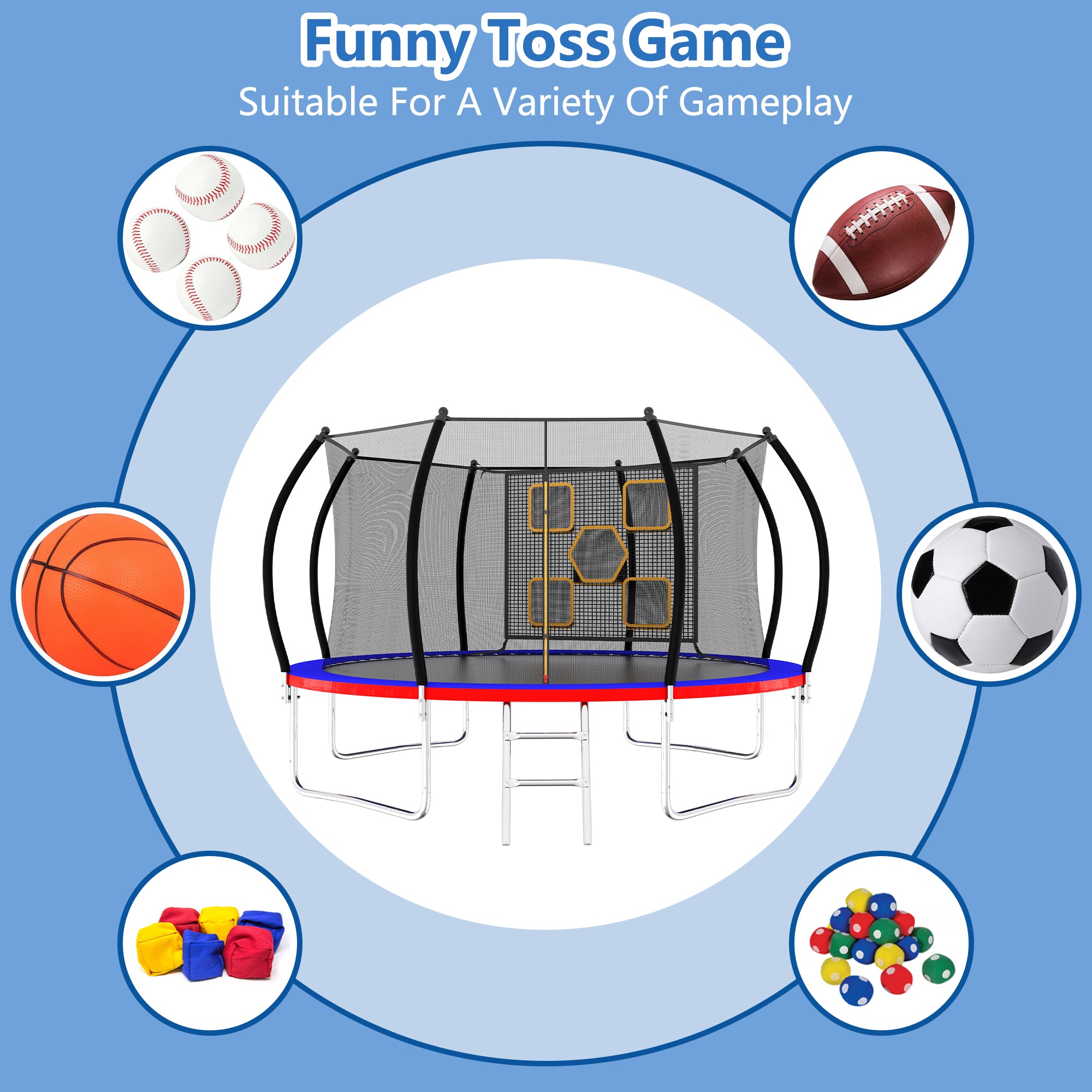 12FT Trampoline with Safety Enclosure & Ladder - ASTM Approved Outdoor Trampoline for Kids | Backyard Fun, Exercise, and Family Recreation
