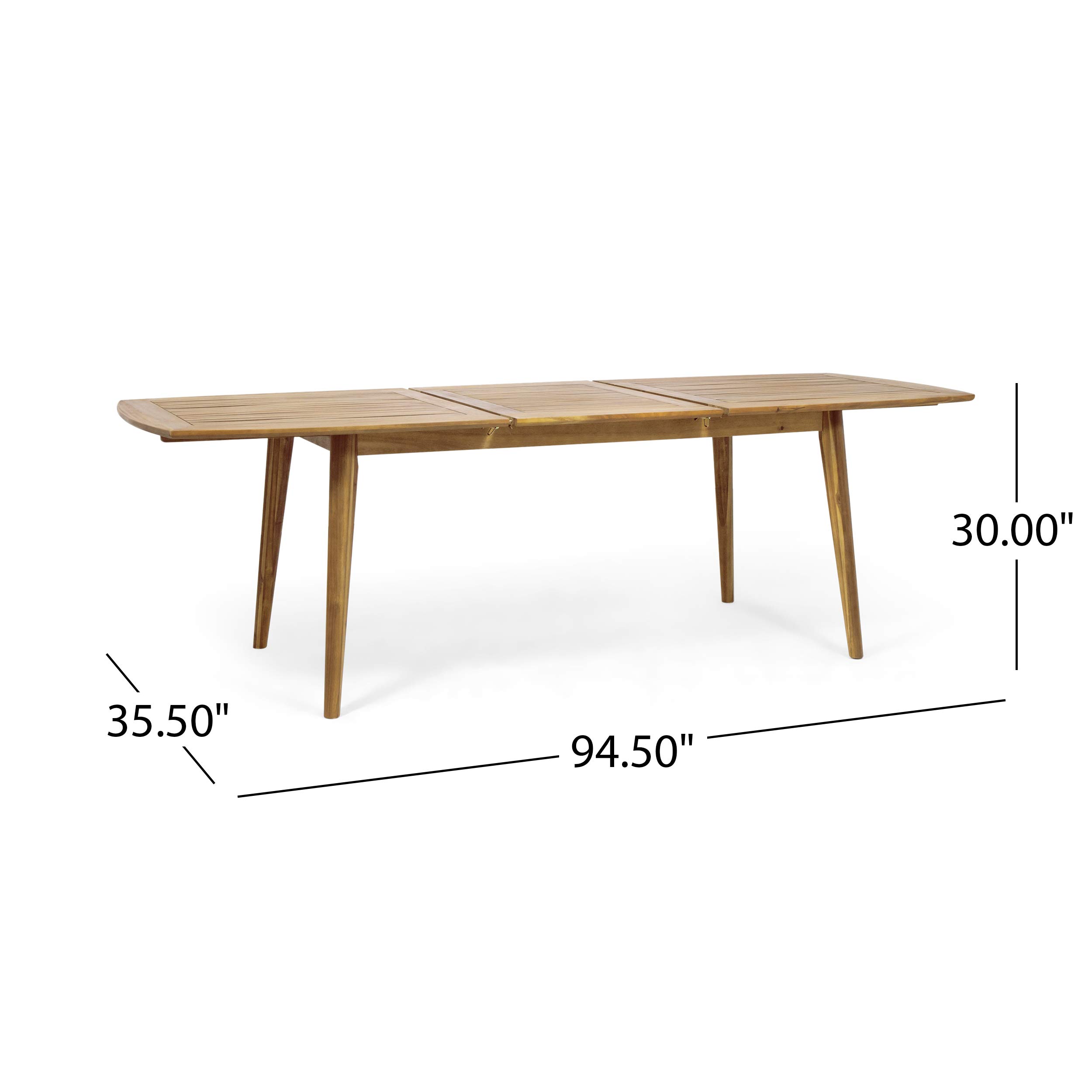GDFStudio Expandable Acacia Wood Outdoor Dining Table - Teak Finish, Weather-Resistant for Patio, Garden & Backyard Entertaining