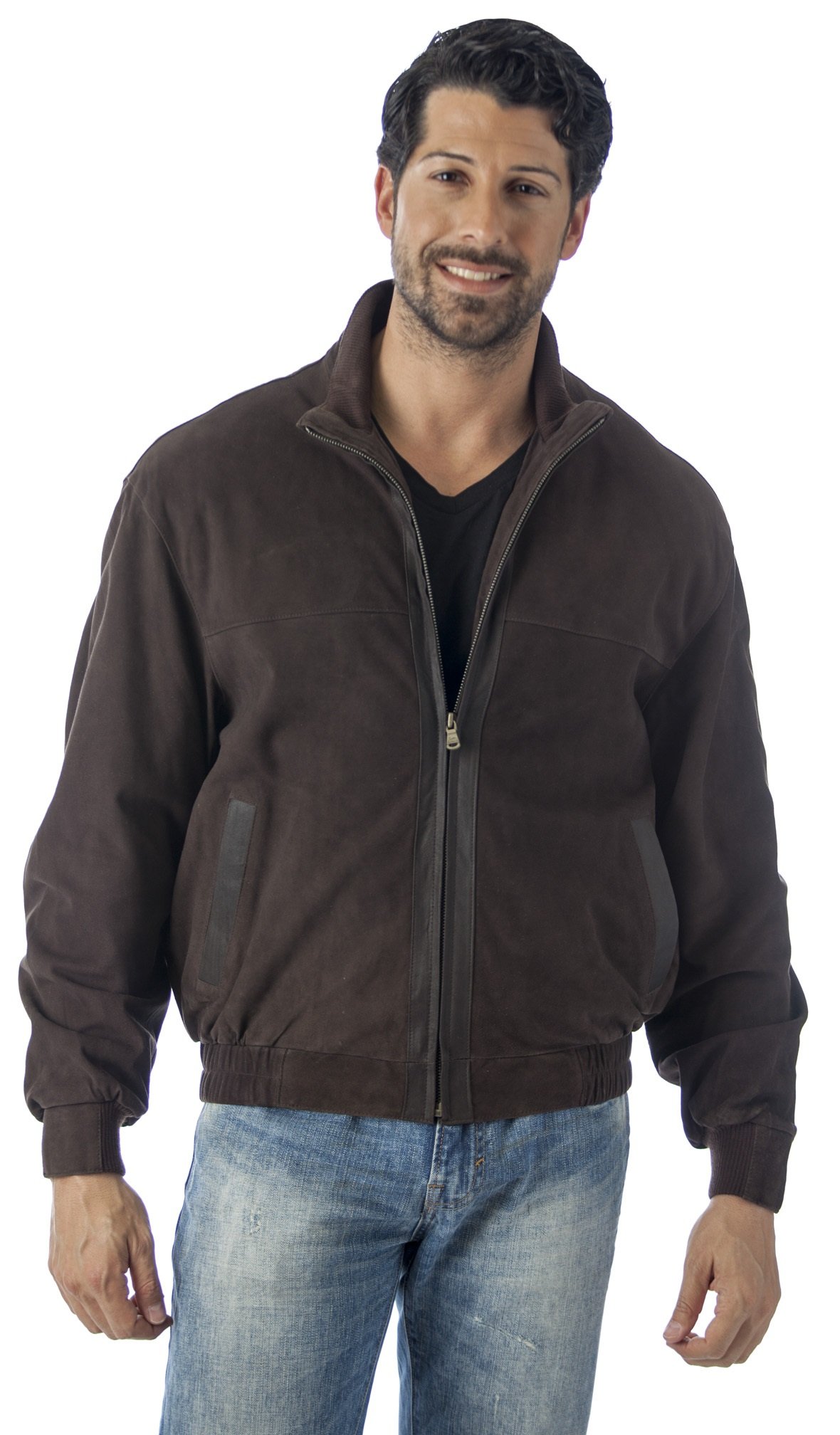 REED Quello Men's Lightweight Water-Resistant Suede Leather Waist Jacket - Perfect for Outdoor Adventures, Casual Wear & Travel