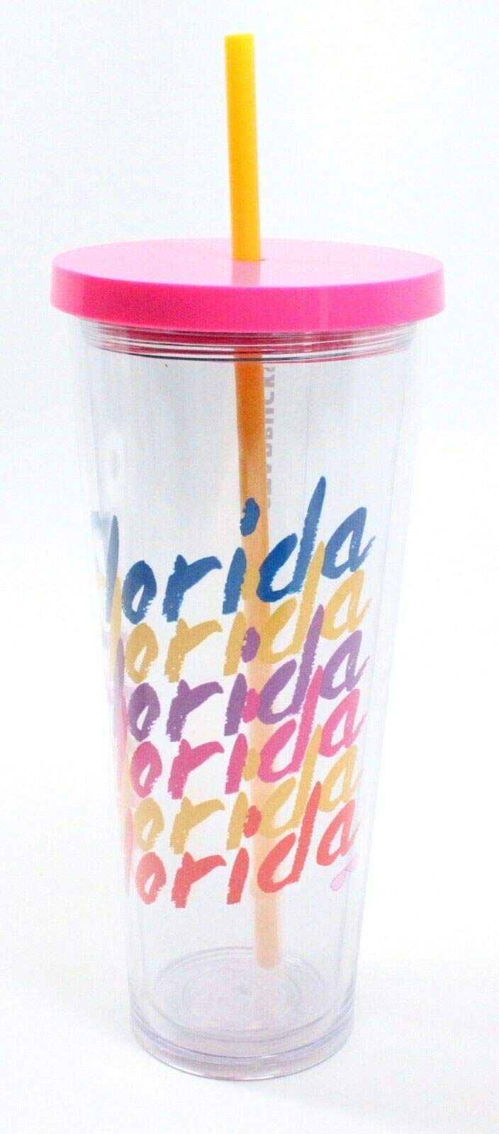 Starbucks Florida Venti Size Acrylic Cold Cup with Straw - Perfect for Iced Coffee, Smoothies & Summer Drinks at Home, Office or Travel