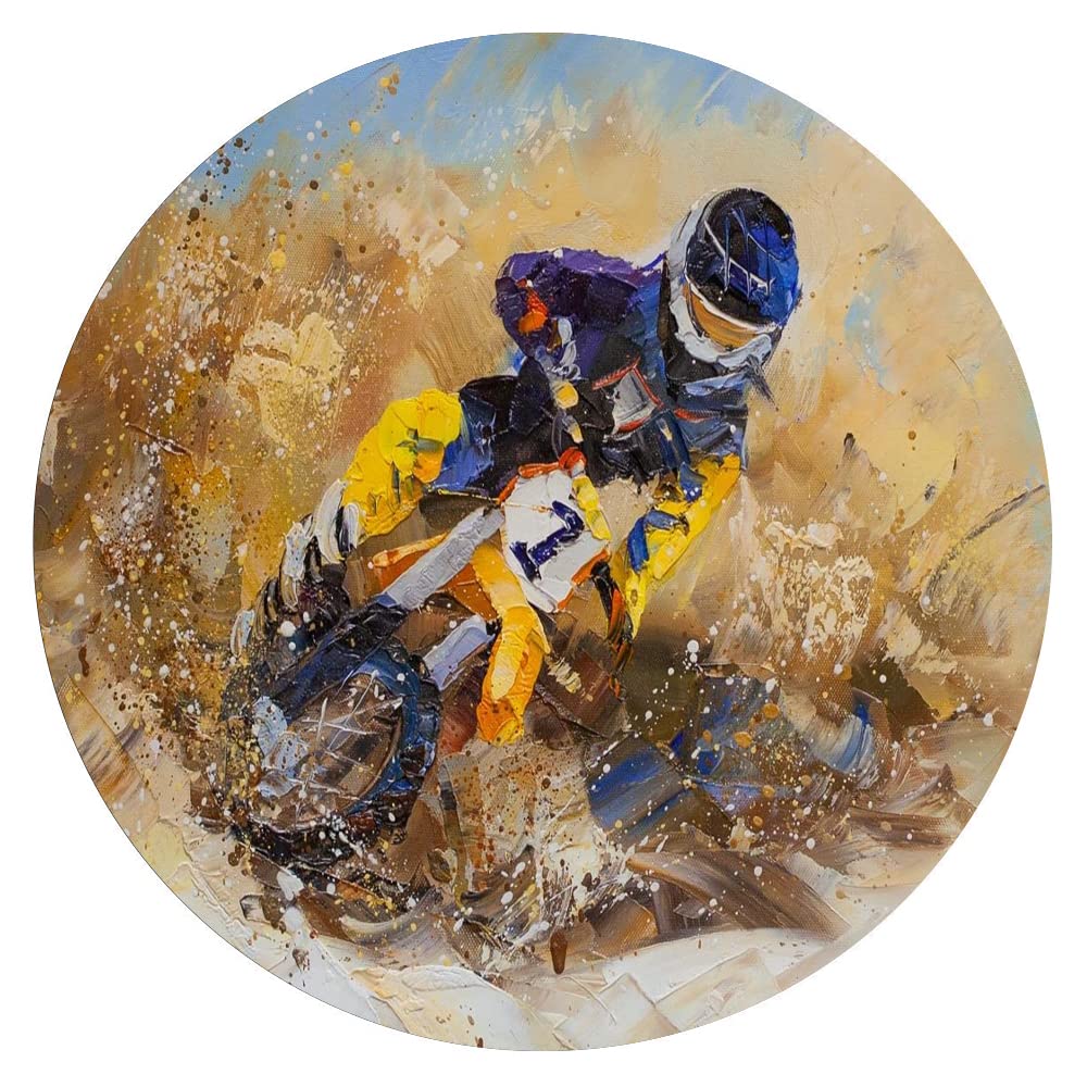 300-Piece Wall Art Puzzle - Racing & Motorcycle Theme - Round Wooden Puzzle for Adults - Stress Relief & Educational Toy for Parent-Child Bonding - Perfect for Home Decor, Game Nights & Office Relaxation