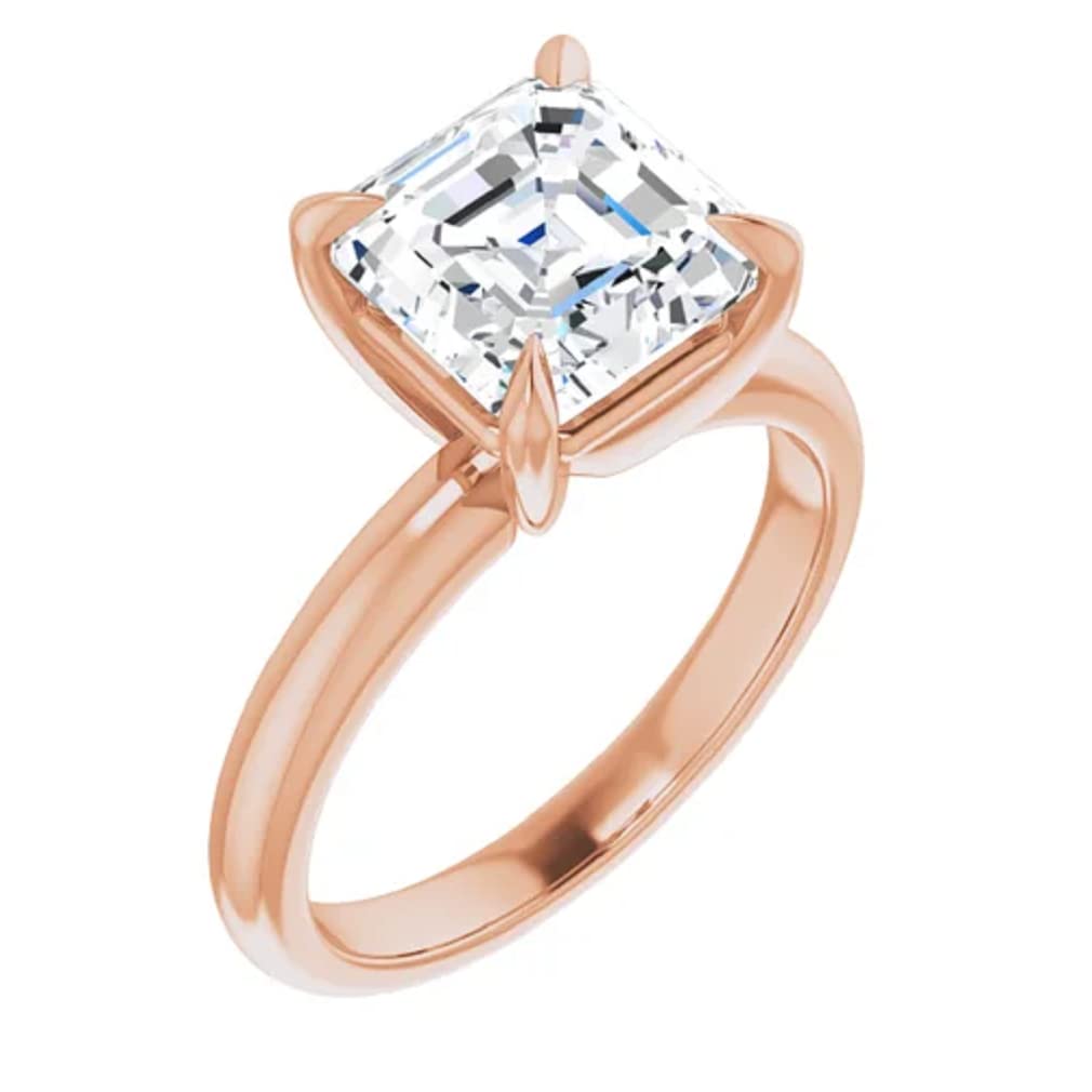 10K Solid Rose Gold Handmade Engagement Ring - 2.0 CT Asscher Cut Moissanite Diamond Solitaire Wedding Band for Women - Perfect for Proposals, Anniversaries & Bridal Jewelry Gifts