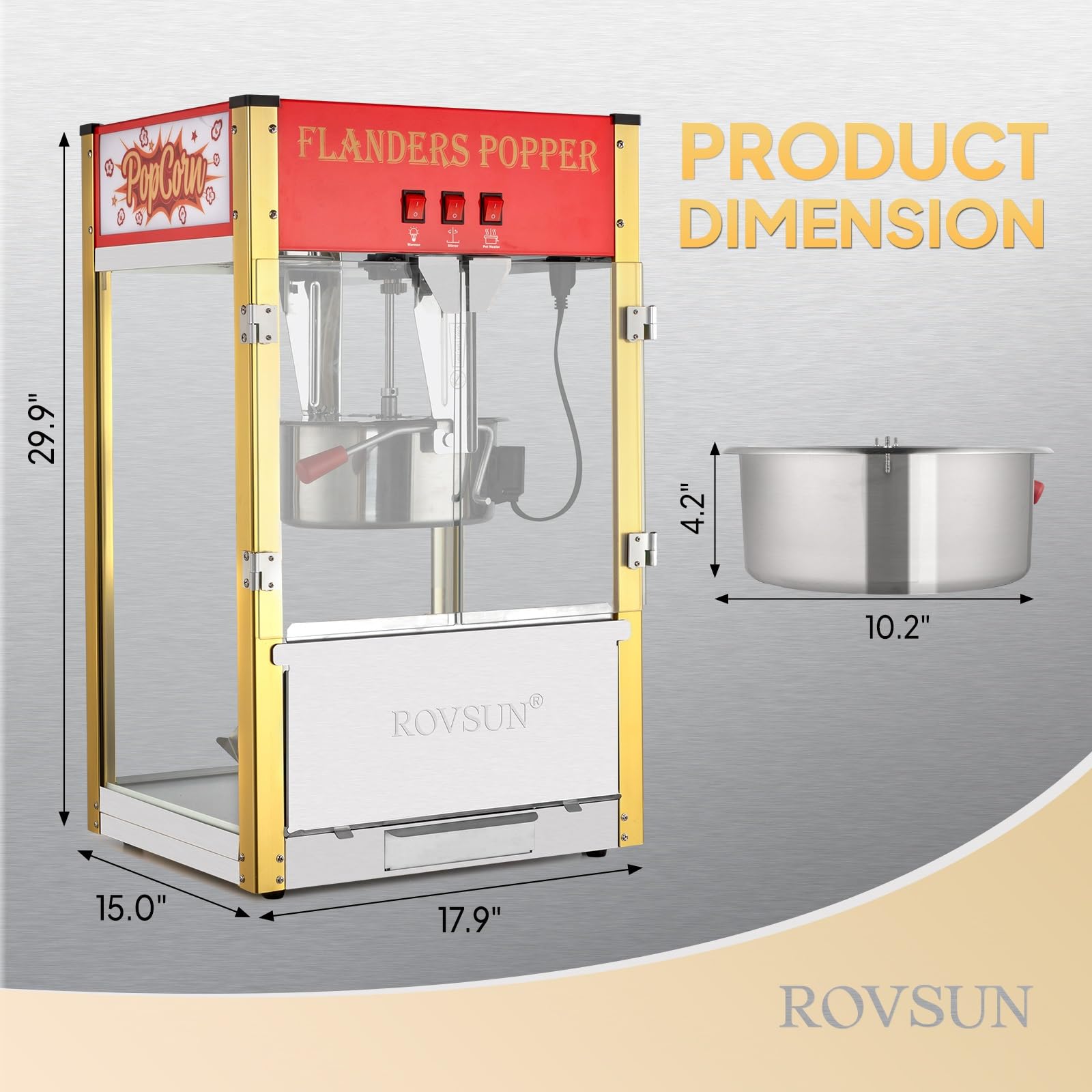 ROVSUN 12oz Commercial Popcorn Machine - Makes 80 Cups, Countertop Popcorn Popper with Stainless Steel Scoop & Oil Spoon - Perfect for Home Theater, Parties & Movie Nights (Red)