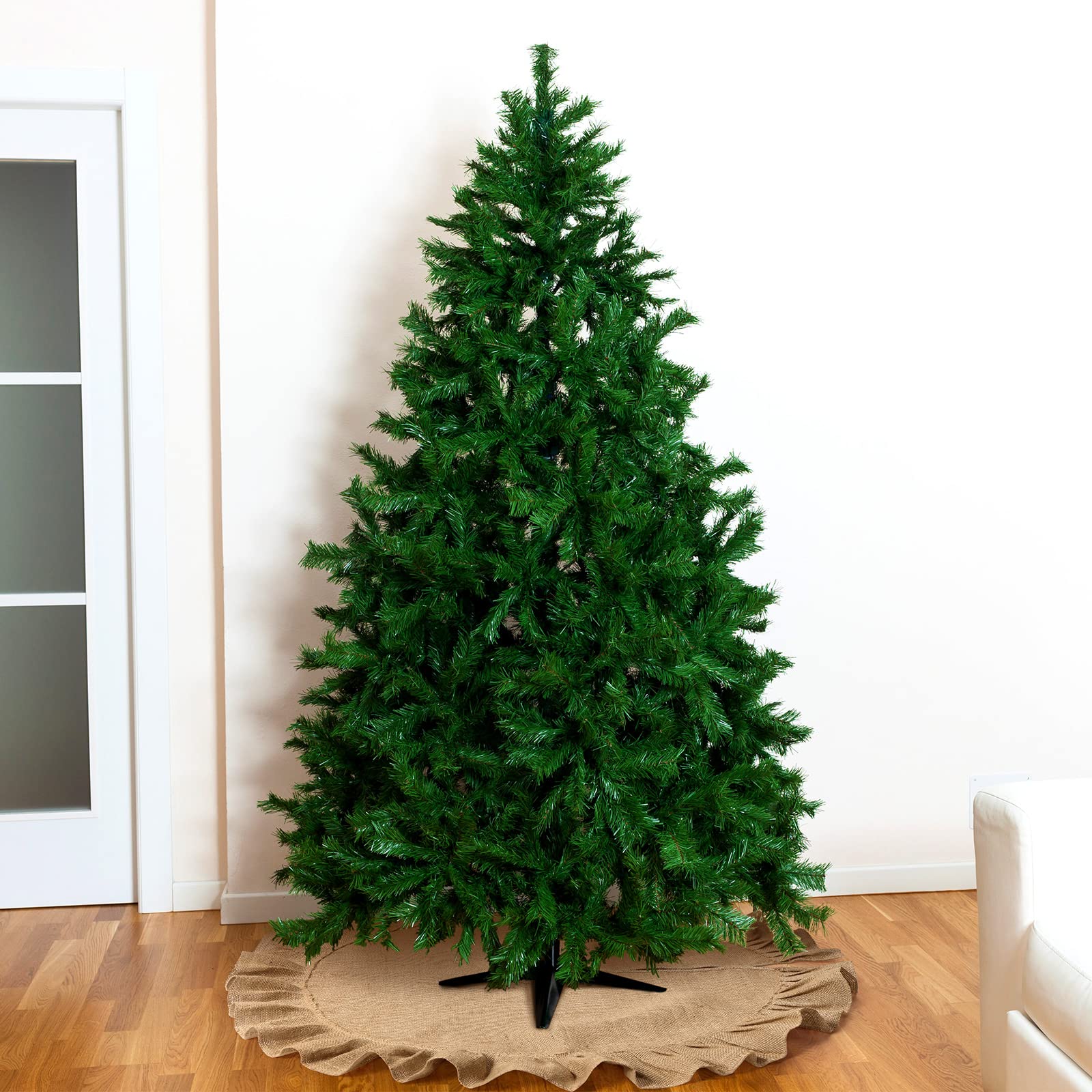 Tatuo 19.7 Inch Linen Burlap Christmas Tree Skirt - Round Holiday Decor for Xmas Party, Winter Home Decorations | Perfect for Indoor Clearance & Outdoor Family Gatherings