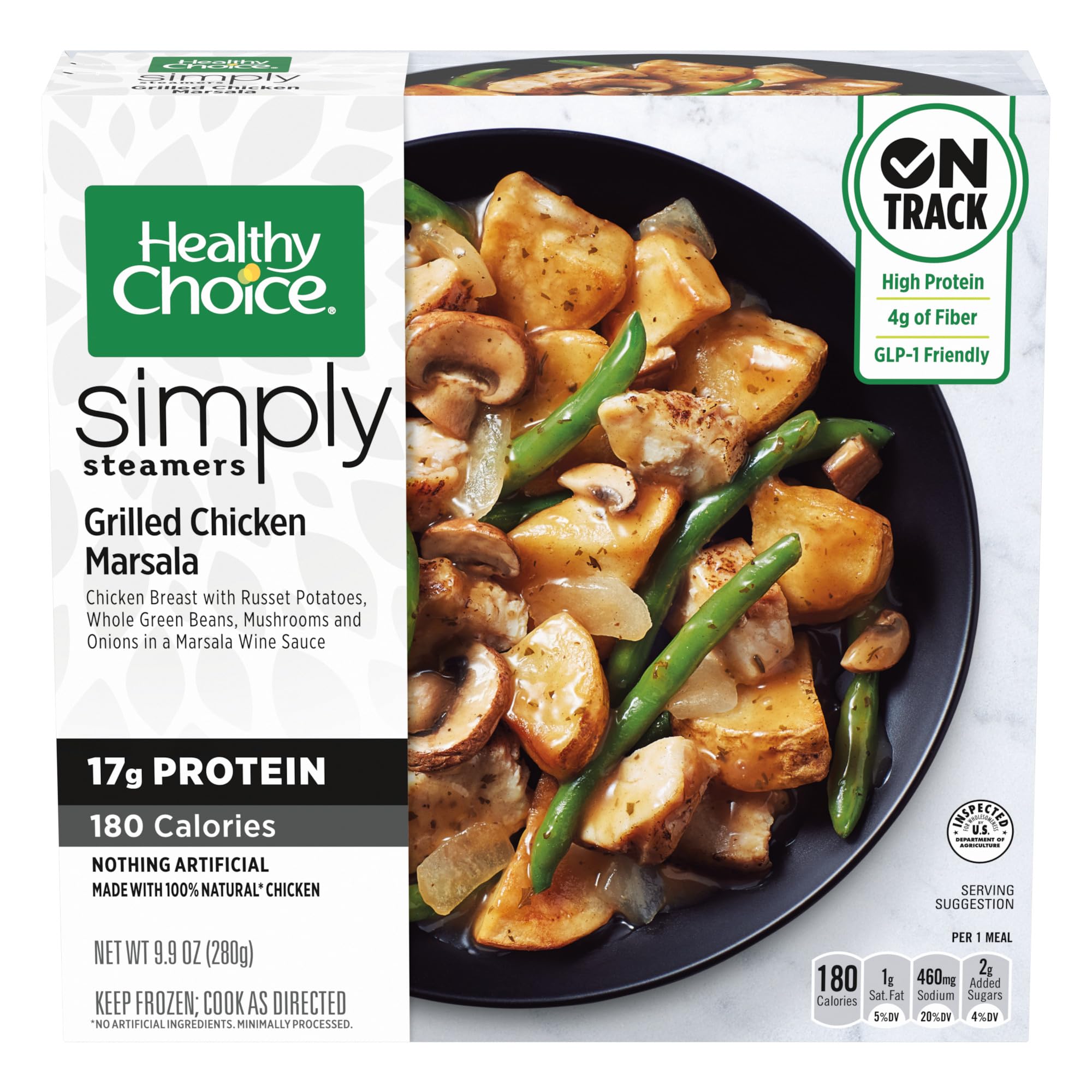 Healthy Choice Simply Steamers Grilled Chicken Marsala - Microwaveable Frozen Meal (9.9 oz) | No Preservatives | Quick & Easy Lunch or Dinner | Perfect for Busy Professionals & Students
