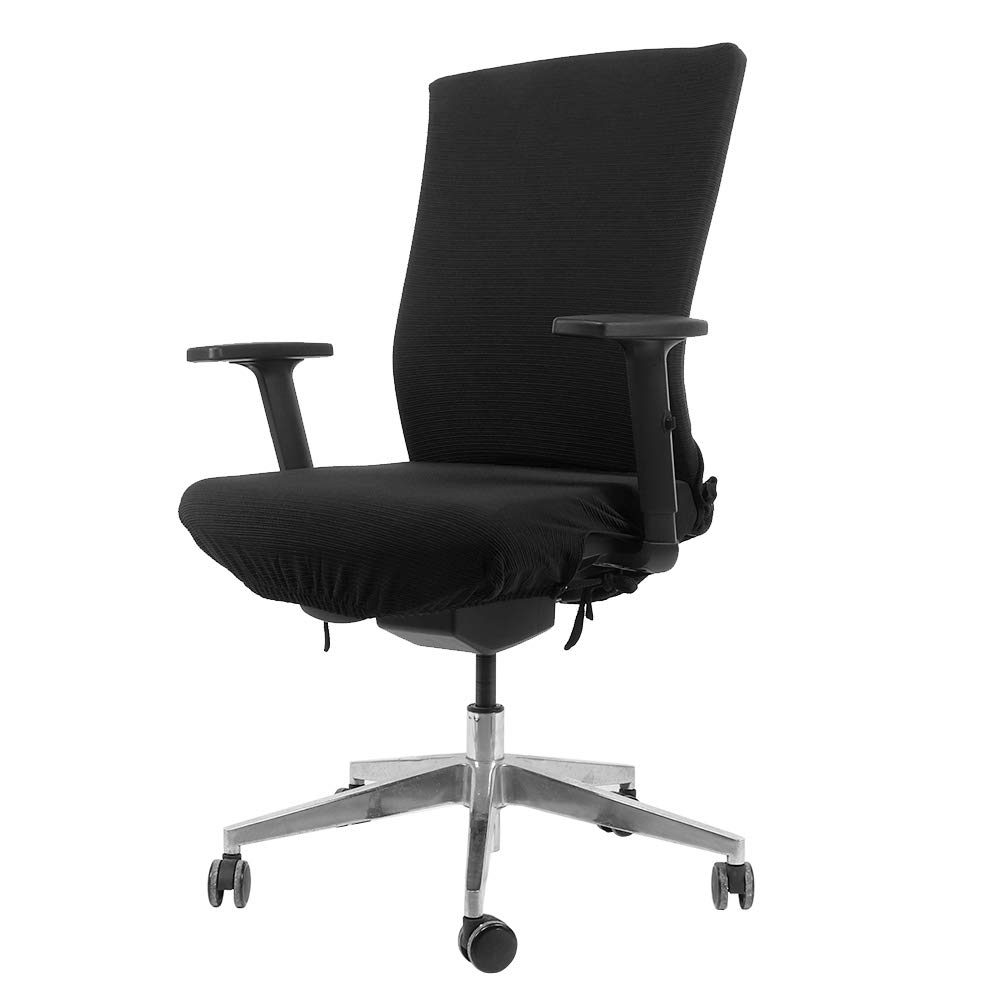 Oenbopo Stretchable Office Chair Cover - Removable Swivel Chair Slipcover for Comfort & Protection (Black, Medium) - Perfect for Home Office, Gaming & Conference Rooms