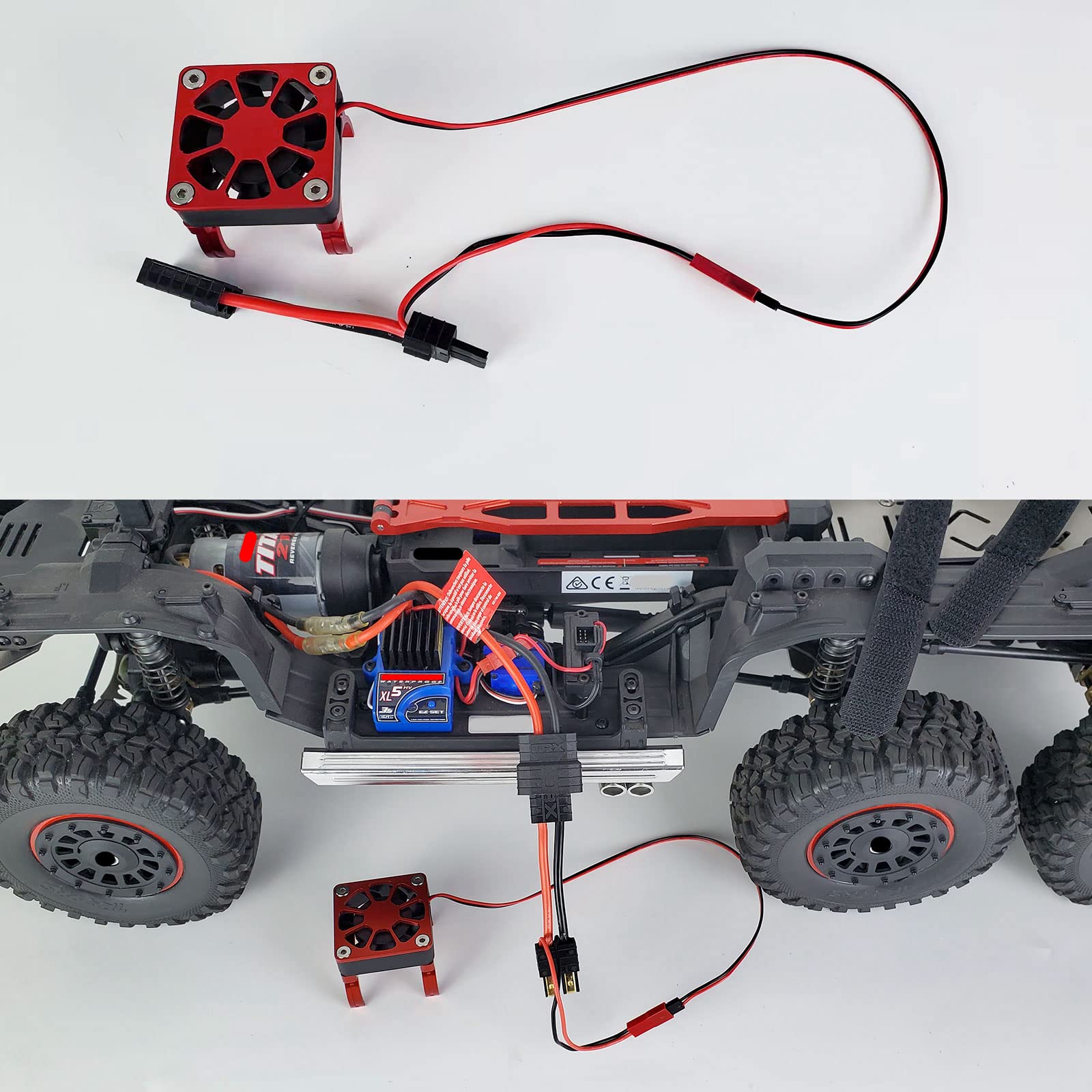 40mm RC Cooling Fan with Heat Sink for TRX4 Upgrades - Compatible with 540/550 Motors - Black - Perfect for Off-Road RC Cars & High-Performance Motor Cooling