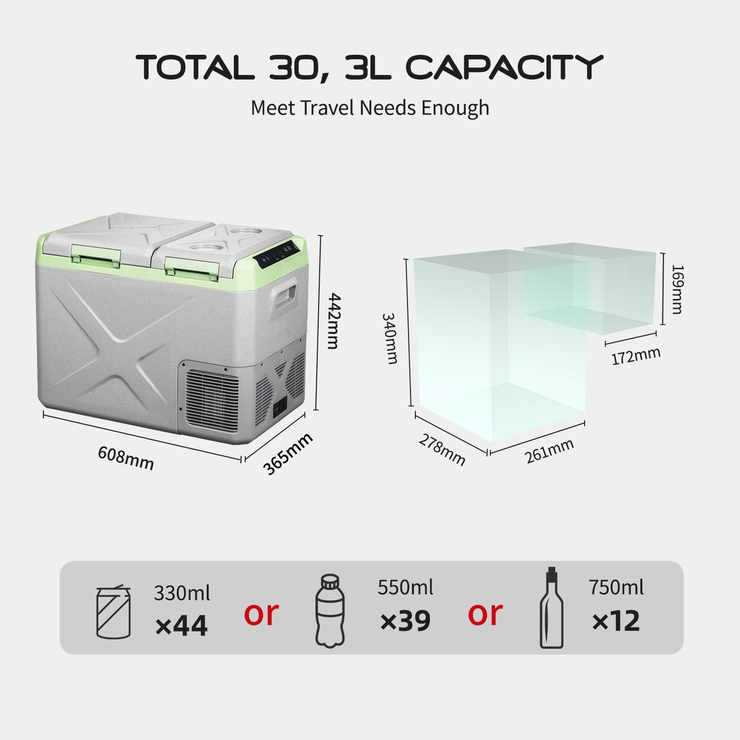 Alpicool XD45 12V Portable Car Refrigerator Freezer - 45 Quart Compact Fridge for Road Trips, Camping & Outdoor Adventures - Dual Zone Cooling & Energy Efficient