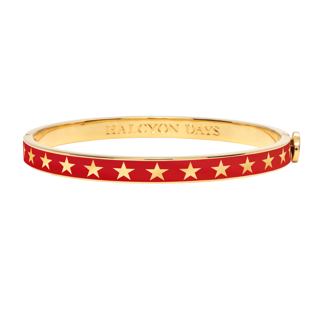 Star Skinny Enamel Bangle Bracelet for Women - Vibrant Red Fashion Jewelry | Perfect for Casual Wear, Parties & Gifts