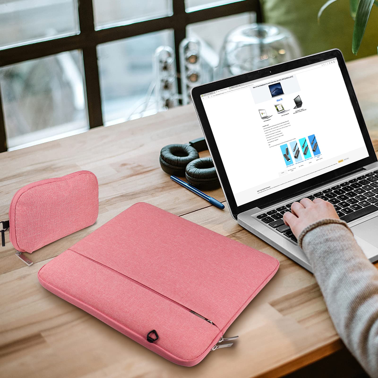Waterproof 14-14.2 Inch Laptop Sleeve Case - Shock Resistant Lightweight Protective Bag with Detachable Pouch for MacBook Pro 14.2