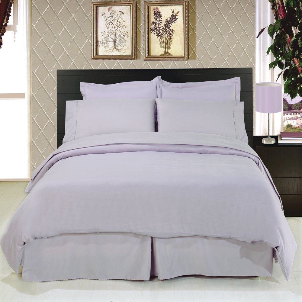 Queen Size 8-Piece Lilac Bedding Set - Ultra Soft Microfiber Sheets, Duvet Cover & Pillowcases - Breathable & Wrinkle-Free for Cozy Bedroom Decor & Guest Room Essentials
