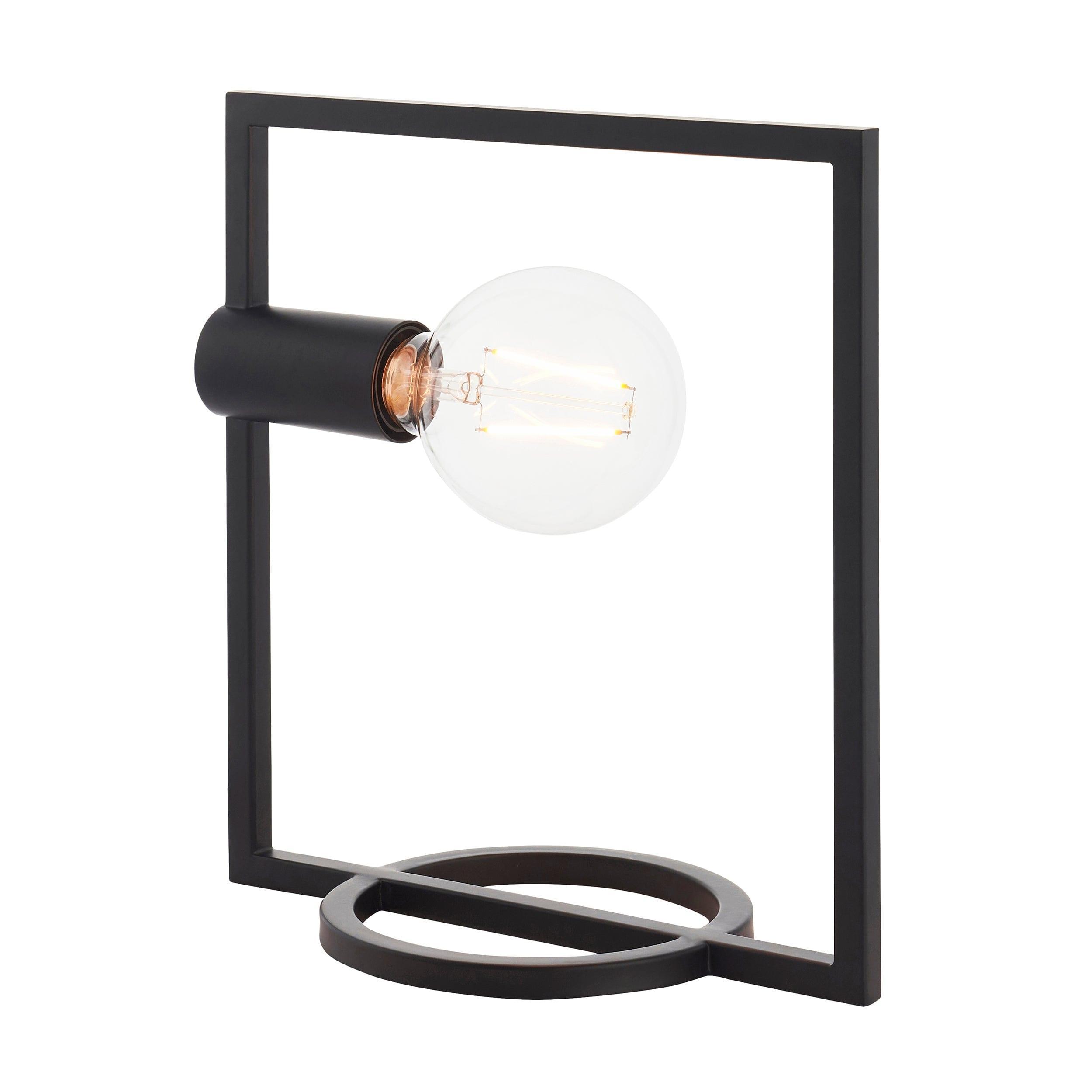 Endon Shape Rectangle 1 Light Black Table Lamp - Modern Desk Lamp for Home Office, Bedroom Nightstand & Living Room Decor