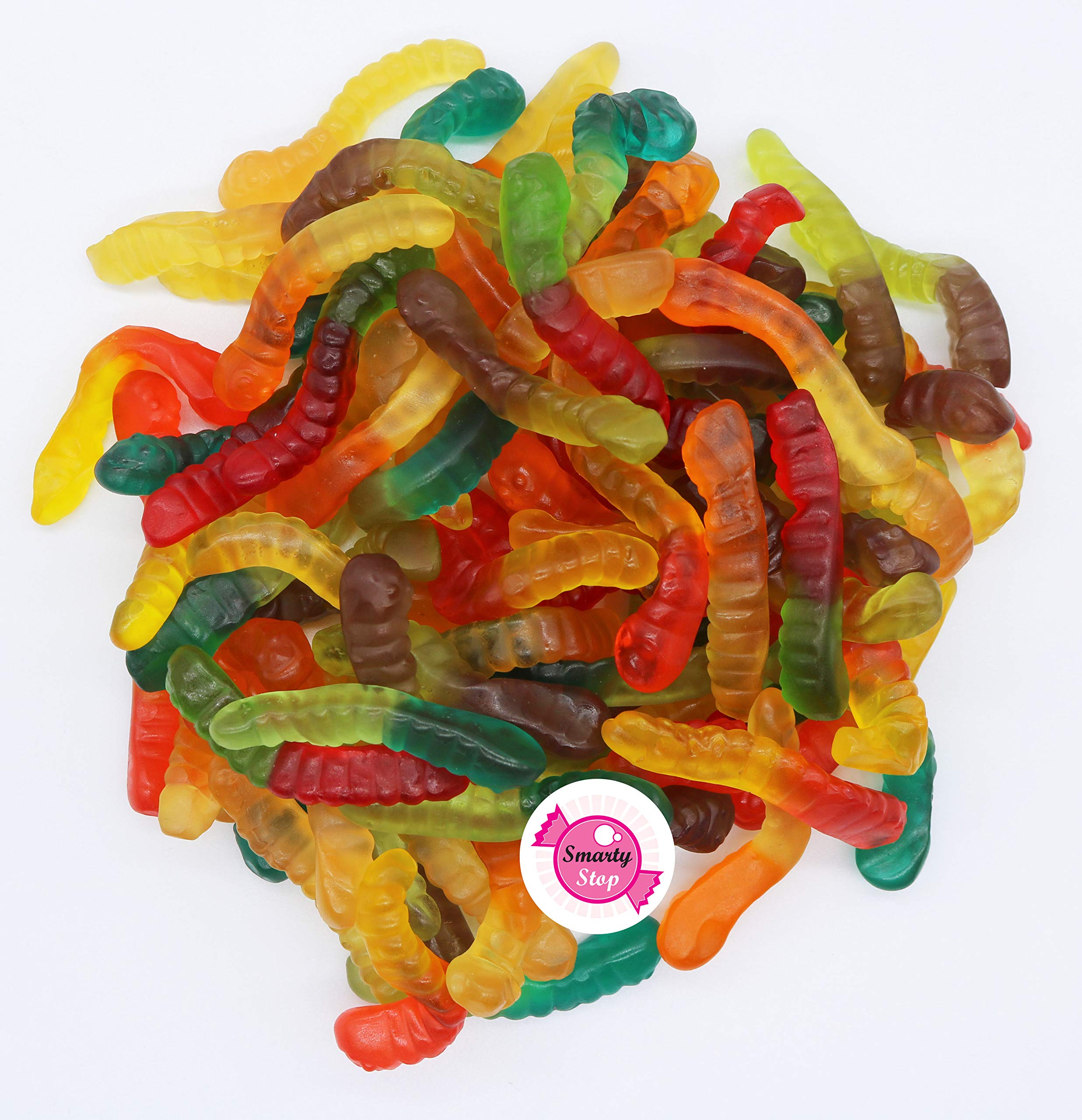 Smarty Stop Assorted Fruit Worm Gummy Candy - 2 LB Bulk Pack | Perfect for Halloween, Birthday Parties & Office Snacks