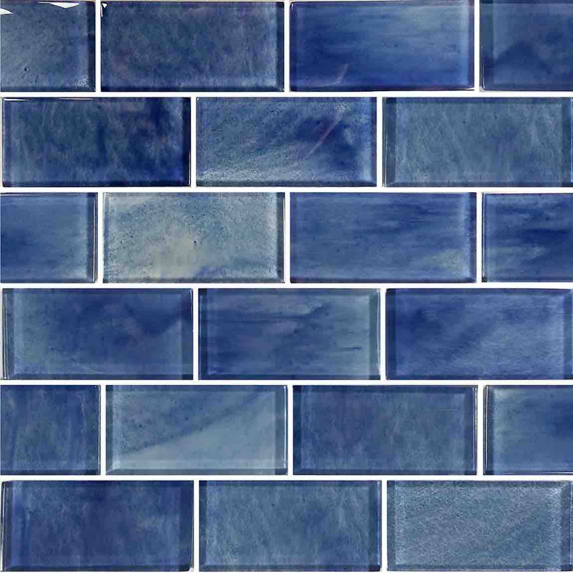 Premium Glass Subway Tile - Stratus Blue 2x4 Inch - Modern Kitchen & Bathroom Backsplash - Waterproof & Easy to Clean - Perfect for Home Renovation and Commercial Spaces