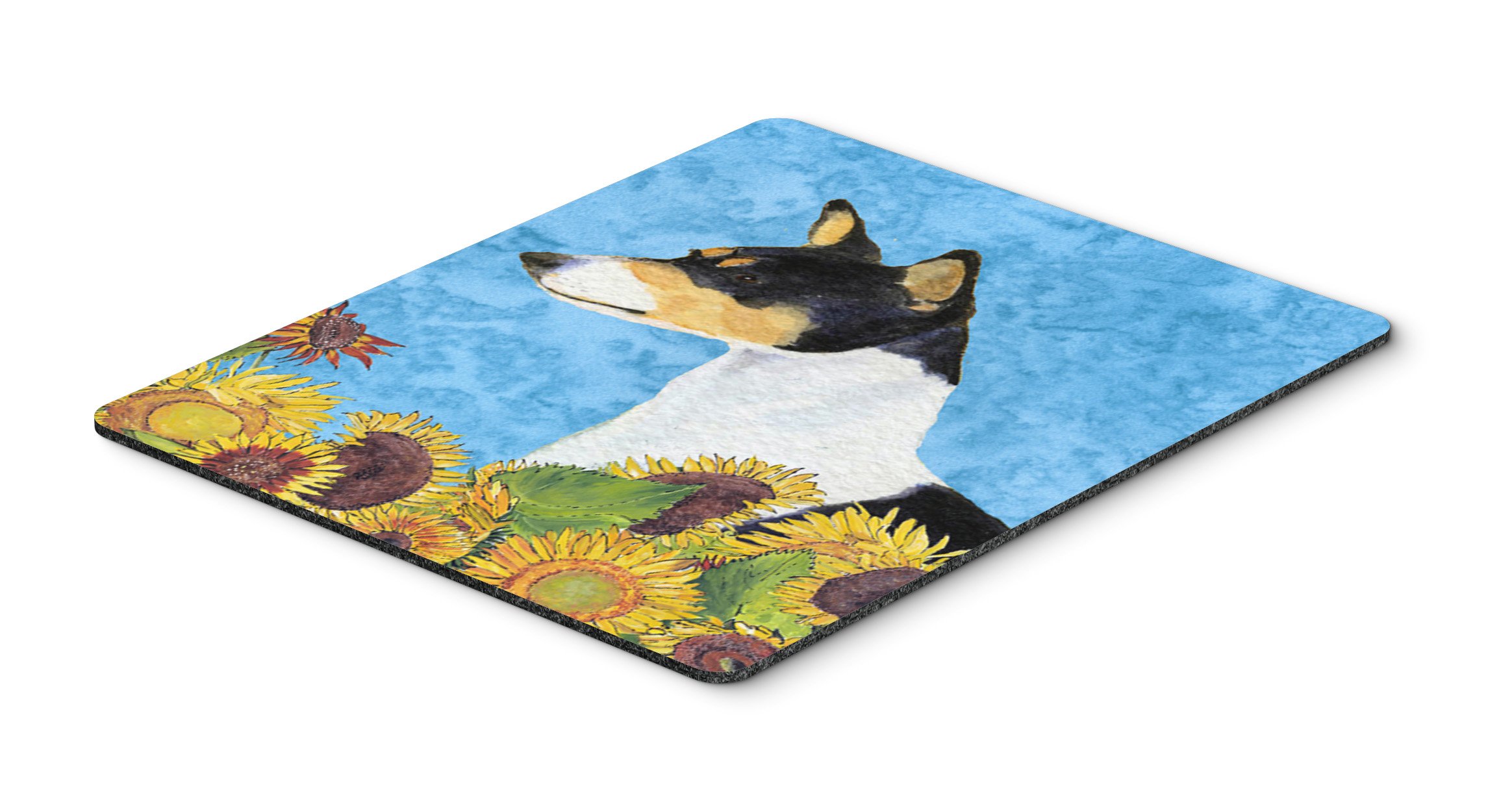 Basenji in Summer Flowers Mouse Pad - Large Washable Non-Slip Desk Mat for Computer, Laptop, Gaming & Office Use | Hot Pad & Trivet for Home Kitchen Decor