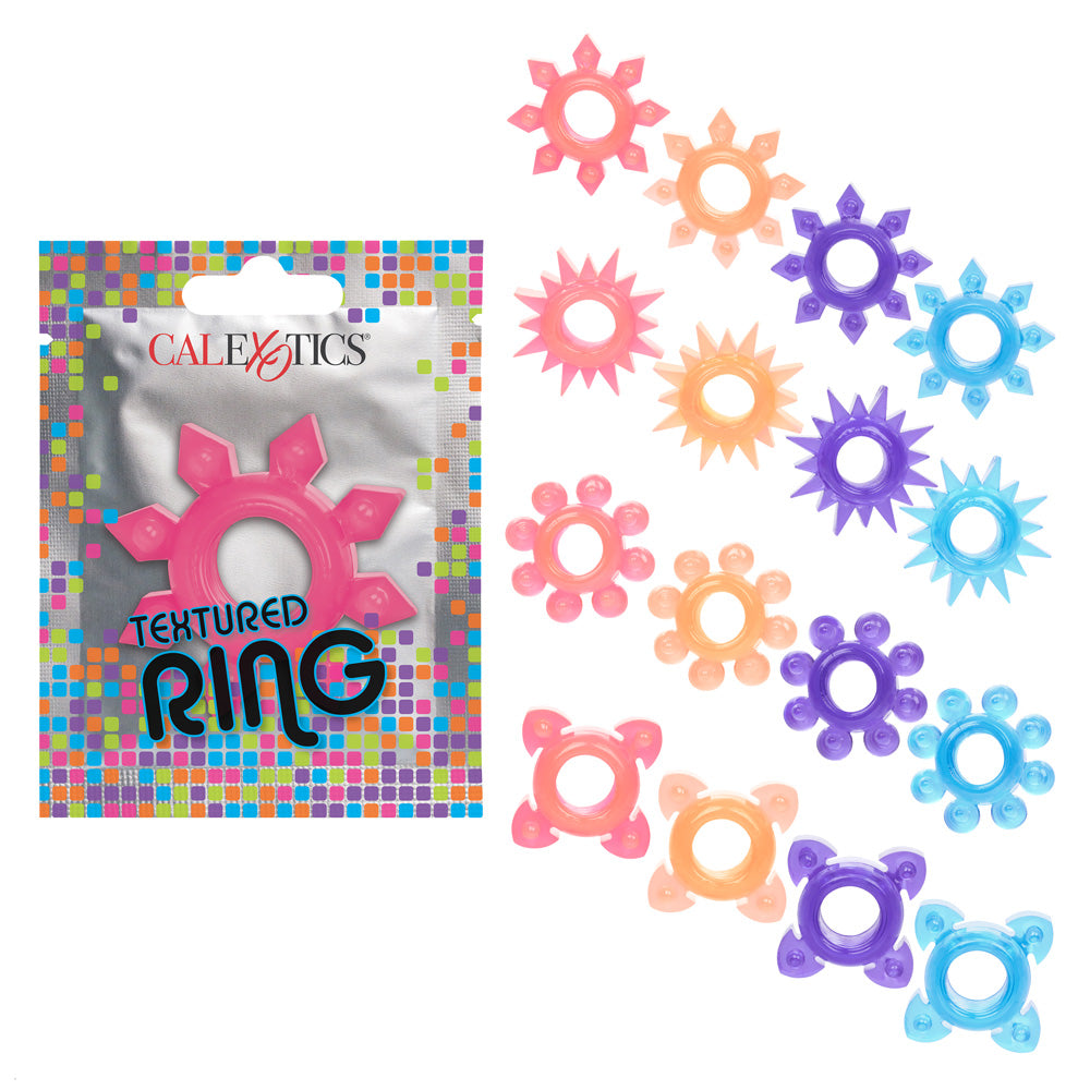 CalExotics Disposable Textured Cock Ring - Pleasure Enhancer for Men - 12 Pack - Perfect for Couples & Solo Play - Enhance Intimacy & Performance