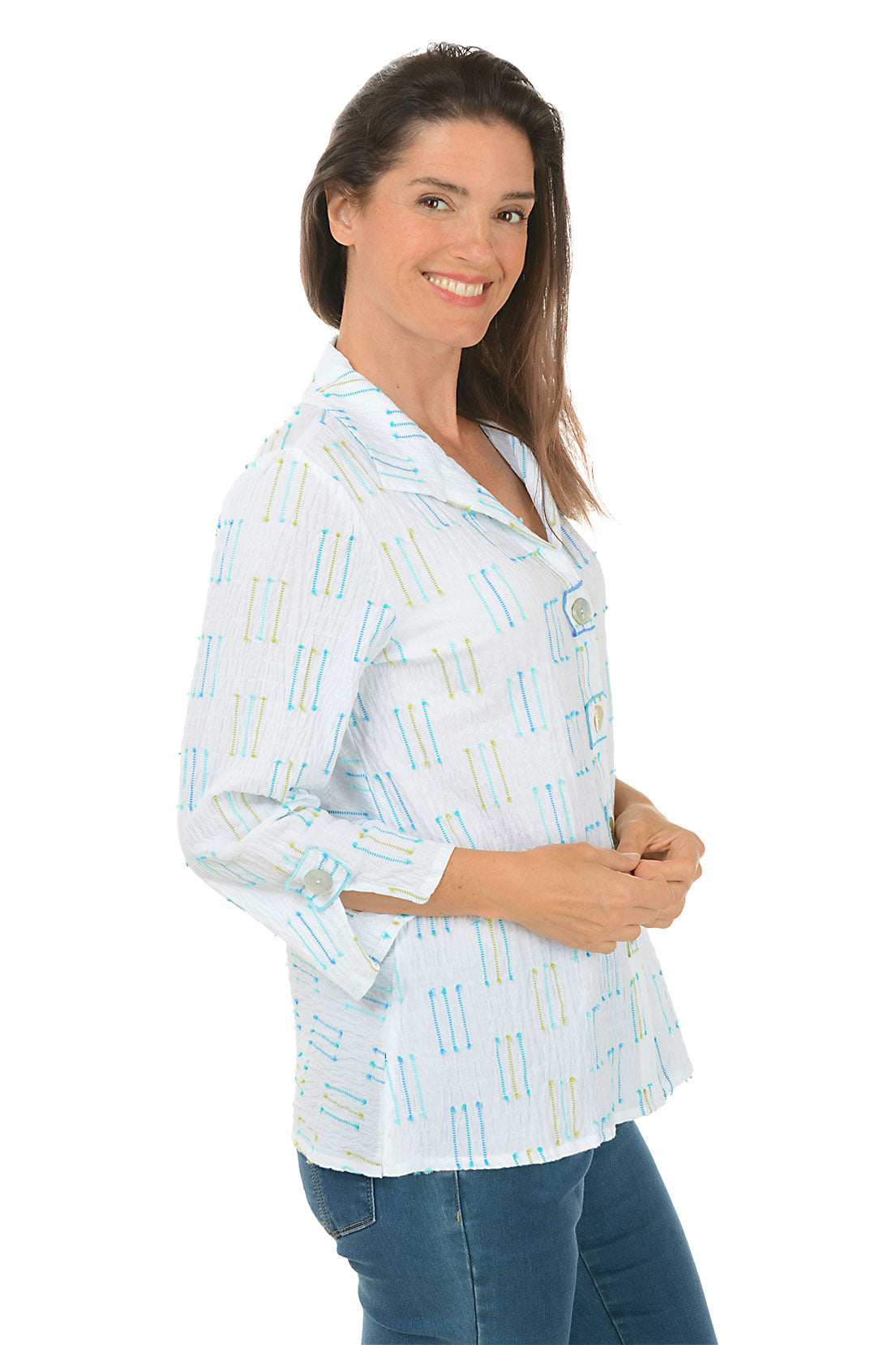 Inca Button Front Crinkled Shirt for Women | Stylish Casual & Boho Blouse | Perfect for Summer Outfits, Beach Wear, and Layering