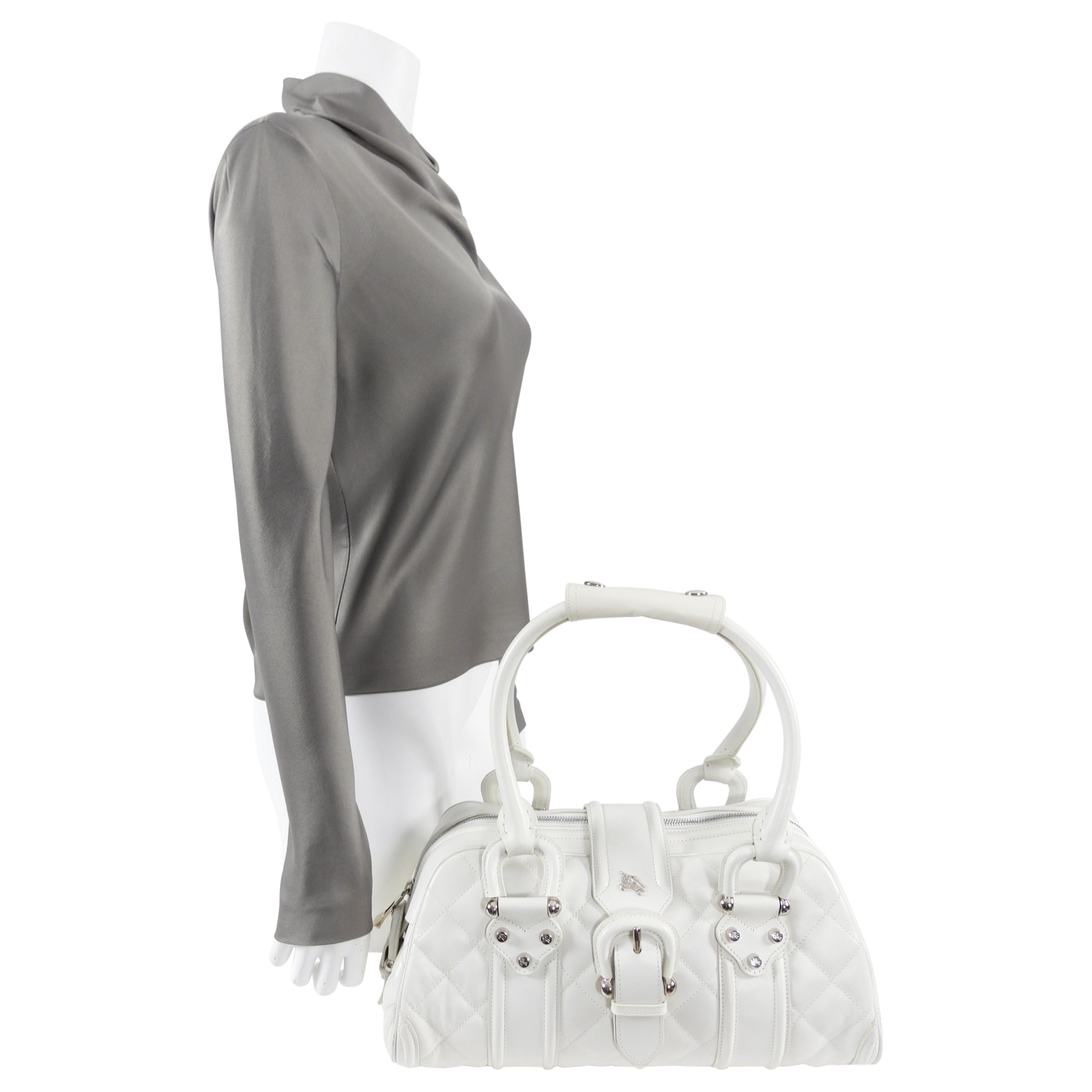 Burberry Prorsum White Leather Shoulder Bag | Luxury Designer Handbag for Women | Perfect for Work, Travel & Evening Events