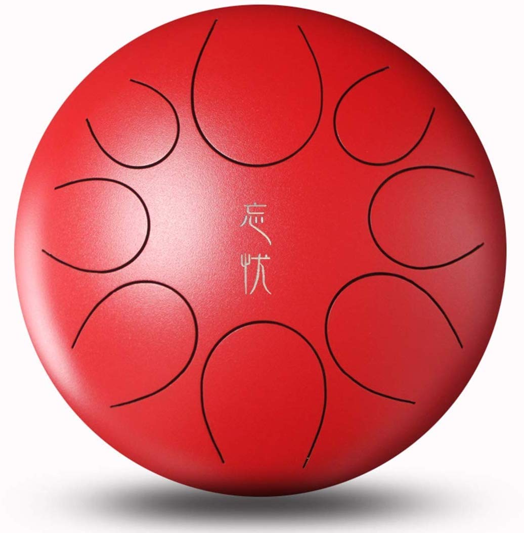 JLDN 8 Inch Steel Tongue Drum - 20cm Handpan Drum with Mallets, Tonic Sticker & Carry Bag - 8-Note Musical Instrument for Meditation, Yoga & Stress Relief - Perfect for Home, Studio & Outdoor Relaxation (Red)