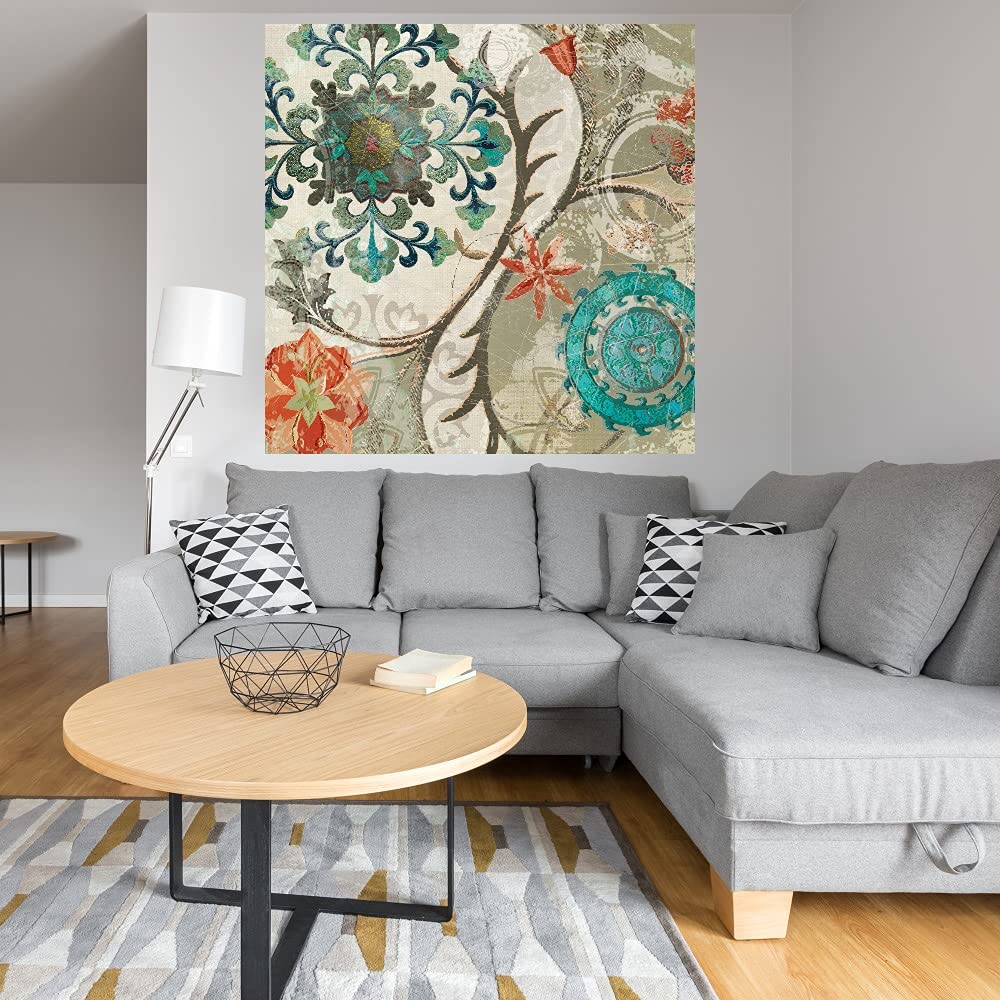 Royal Tapestry II Canvas Wall Art - 32x32 Inch Hand-Painted Fine Art Decor by Carol Robinson - Ready to Hang for Living Room, Bedroom, Office & More - Perfect for Home, Hotel & Restaurant Decor