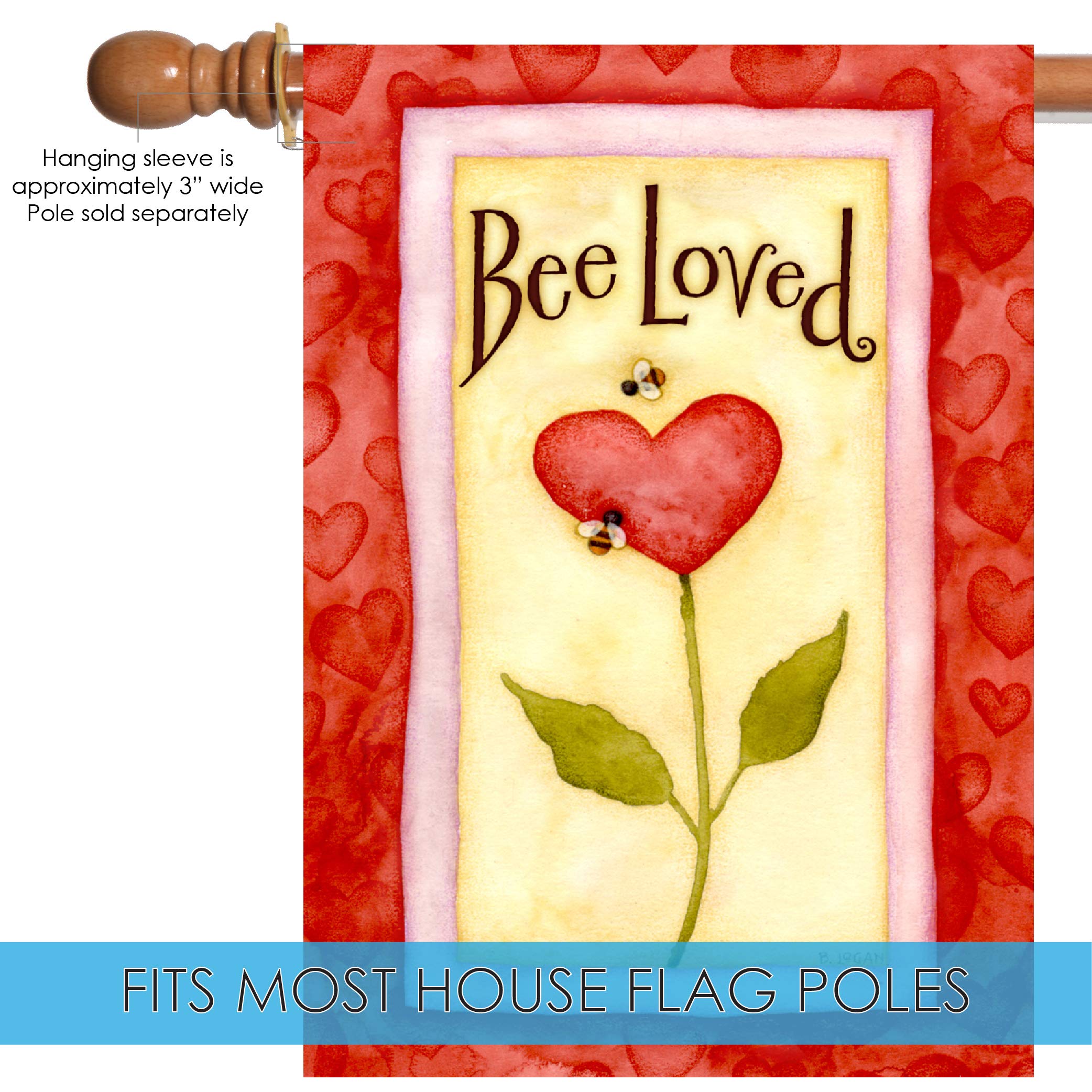 Toland Home Garden 108049 Double Sided Valentine's Day Garden Flag - 28x40 Inch Outdoor Yard Decoration with Bee Design | Perfect for Front Porch, Lawn, and Valentine's Day Home Decor