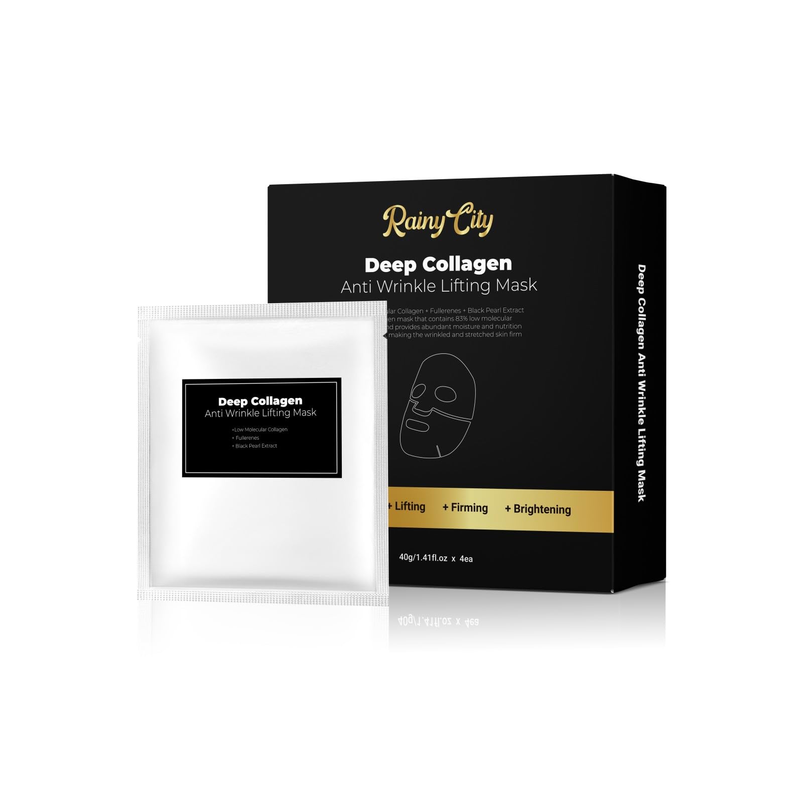 Premium Black Collagen Face Mask - Firming & Moisturizing Anti-Aging Treatment for Glowing Skin | Perfect for Night Care & Spa Days