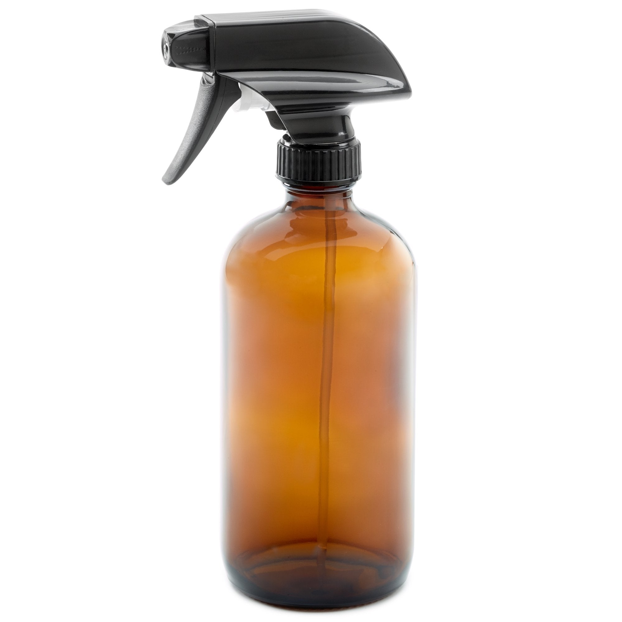 16oz Amber Glass Spray Bottle (1 Pack) - BPA Free Boston Round Bottle with Adjustable Mist & Stream Sprayer for Essential Oils, Cleaning Solutions, Hair Care, Perfumes & DIY Projects - Perfect for Home, Kitchen, Salon & Travel Use