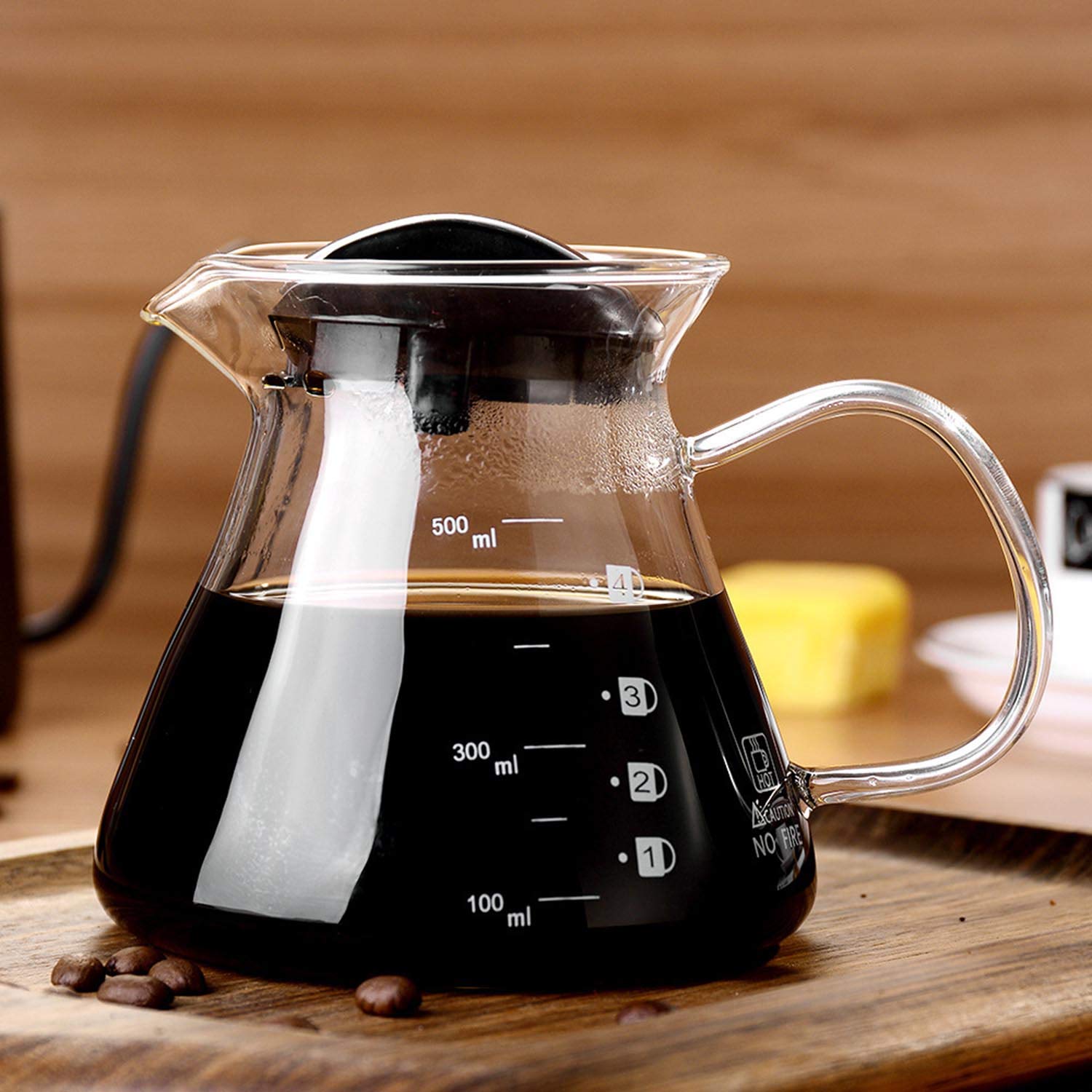 Premium Pour Over Coffee Dripper Set - Heat Resistant Glass Carafe (500ml), Ceramic Coffee Dripper, Measuring Spoon & 100 Paper Filters - Perfect for Home Brewing, Office Use & Gift Giving