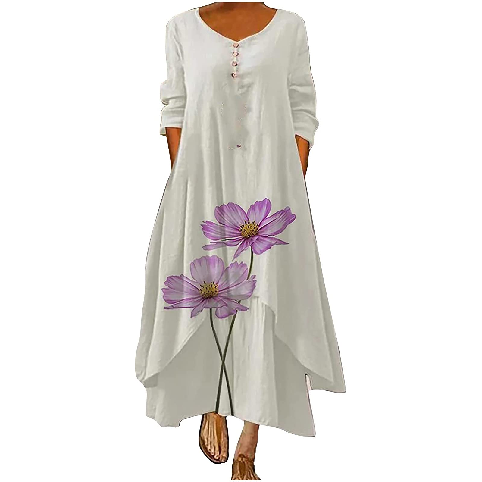 Plus Size Hawaiian Sun Dresses for Women - Floral Loose Long Maxi Dress | Oversized Bohemian Summer Caftan | Beach Cover Up & Vacation Outfit