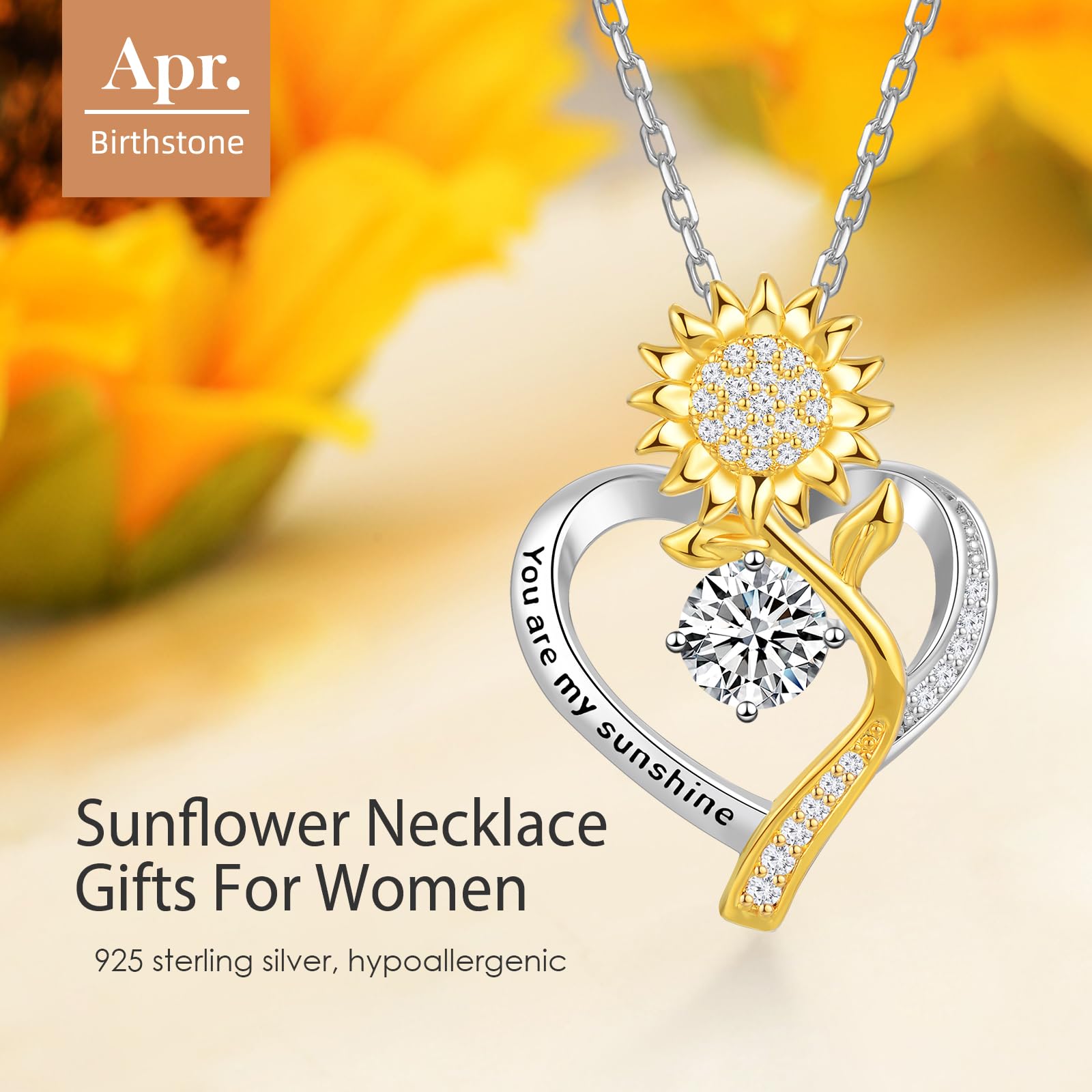 Sunflower Necklace for Women - Elegant Floral Jewelry Gift for Wife, Girlfriend, Her Birthday, Wedding & Anniversary - Perfect for Everyday Wear, Date Nights & Special Occasions