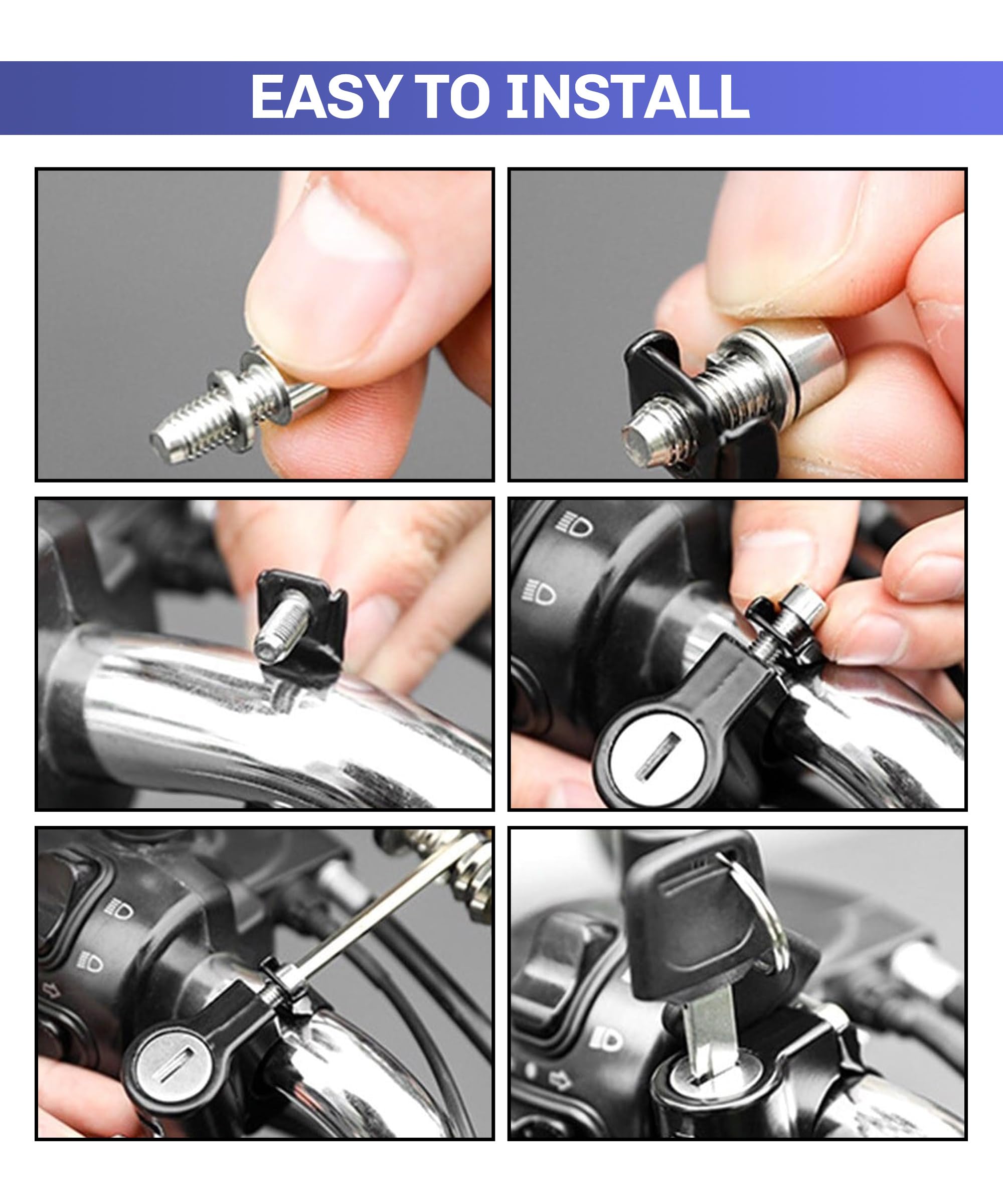 2Pcs Universal Motorcycle Helmet Lock 22-28mm - Anti-Theft Security with Keys for Outdoor Riding