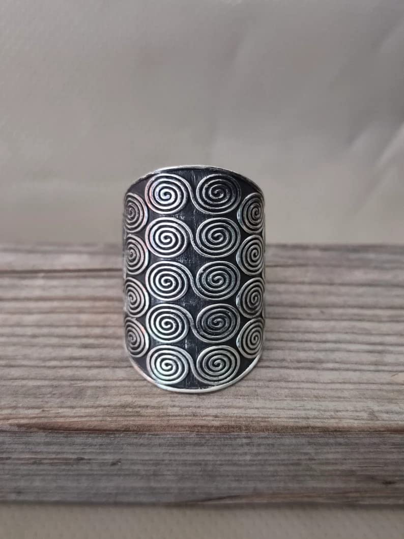 Handmade 925 Sterling Silver Band Ring - Unisex Statement Ring for Men & Women - Wide Boho Hippie Thumb Ring - Perfect Gift for Her - Durable Sterling Jewelry for Everyday Wear, Parties & Special Occasions