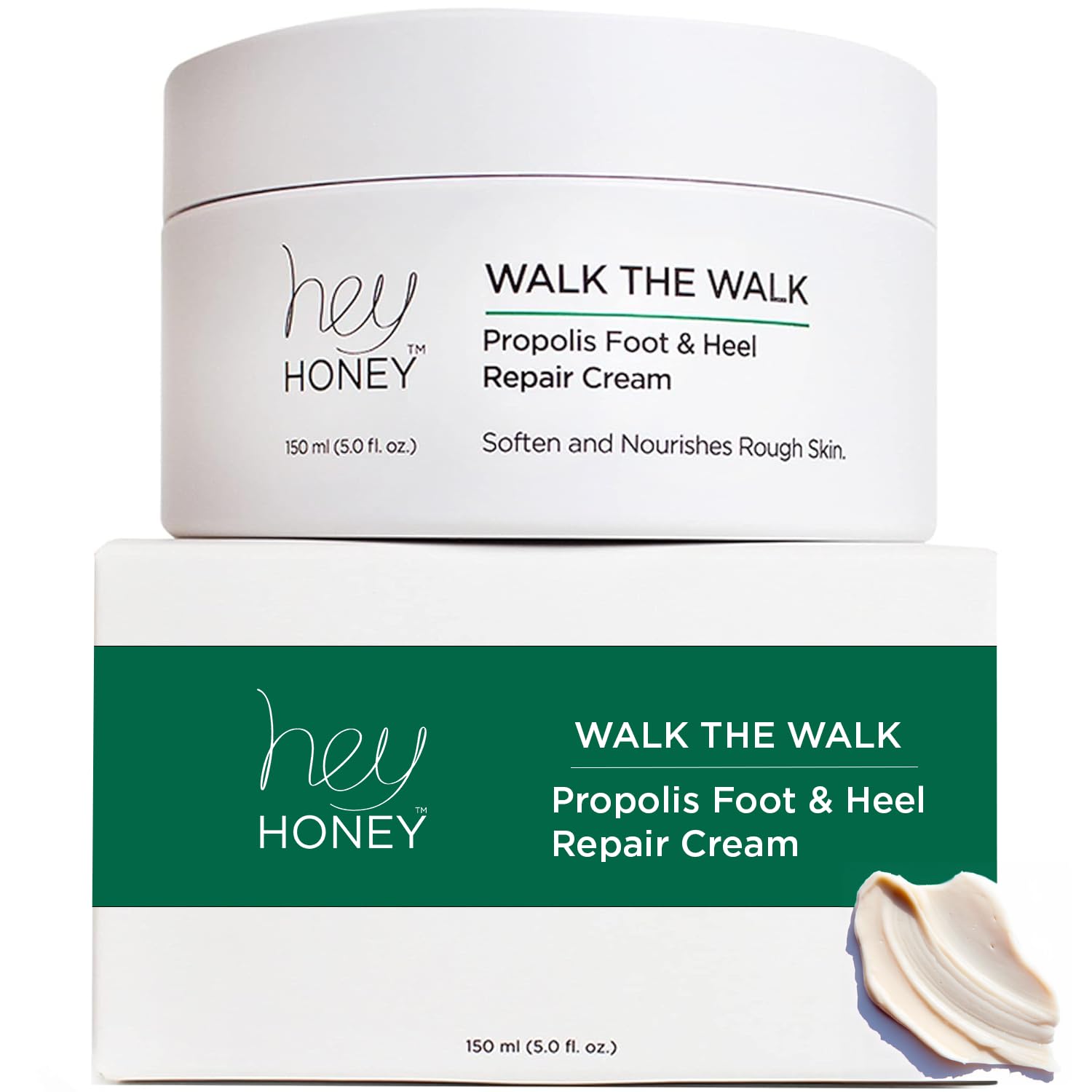 Hey Honey Propolis Foot Cream for Dry Cracked Feet – 72H Hydration & Callus Remover with Honey & Urea – Perfect for Pedicures & Cracked Heels