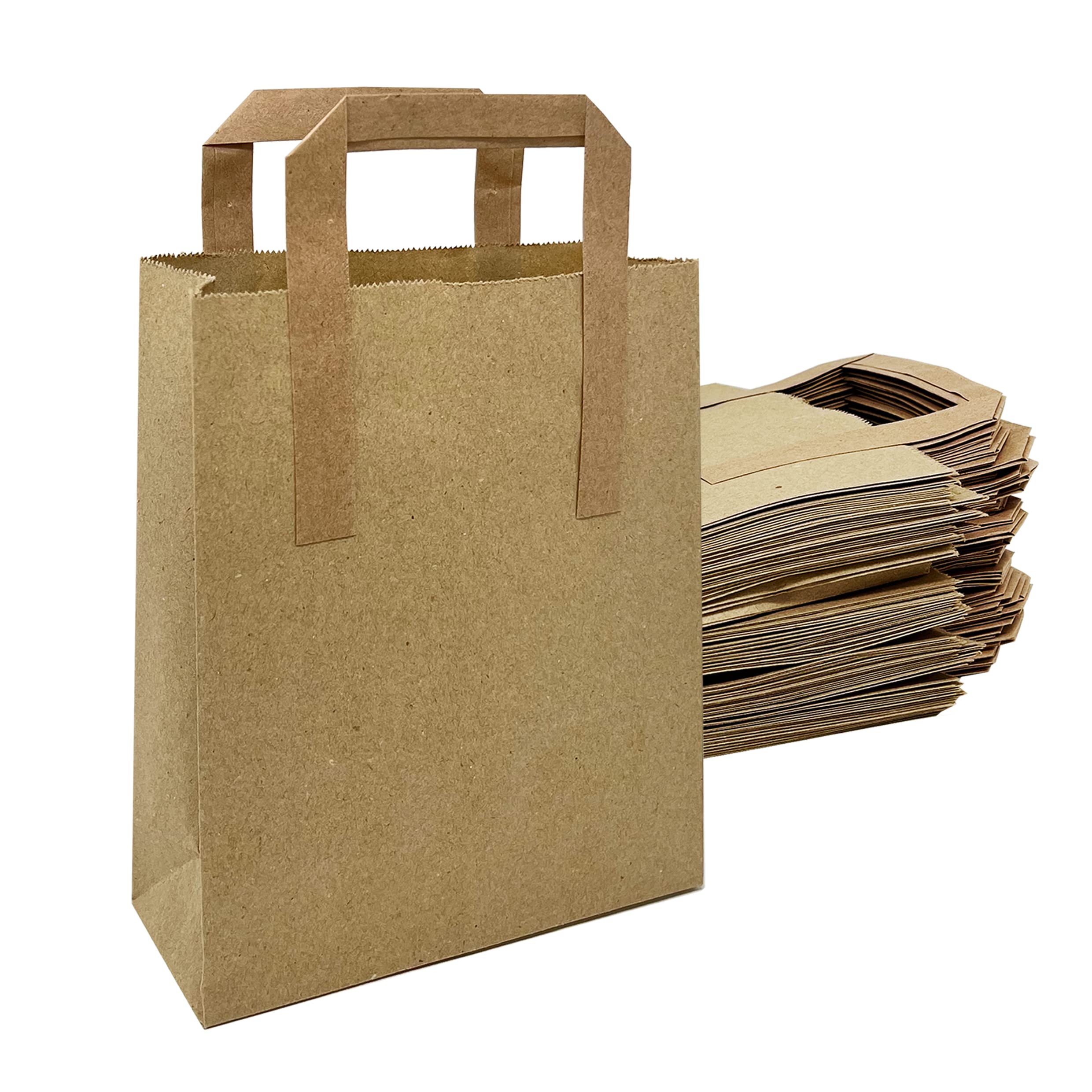 Eco-Friendly Small Brown Paper Bags with Handles - 50 Pack 7x9x3.5 Inches - Perfect for Lunch, Takeout, Grocery Shopping & Party Favors | Reusable Kraft Gift Bags for Retail, Bakery, Wedding & Events by DHANZIPAK