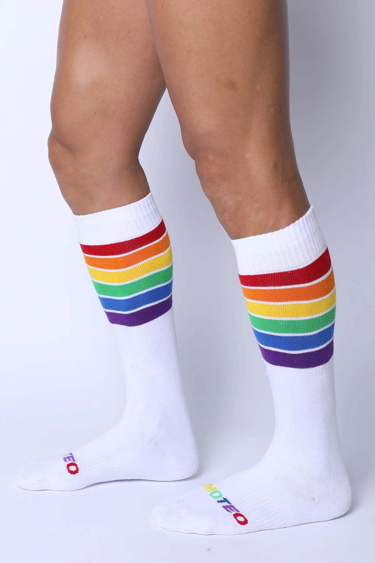 Timoteo Pride Socks - White LGBTQ+ Rainbow Flag Socks for Men & Women - Perfect for Pride Parades, Festivals, and Everyday Wear