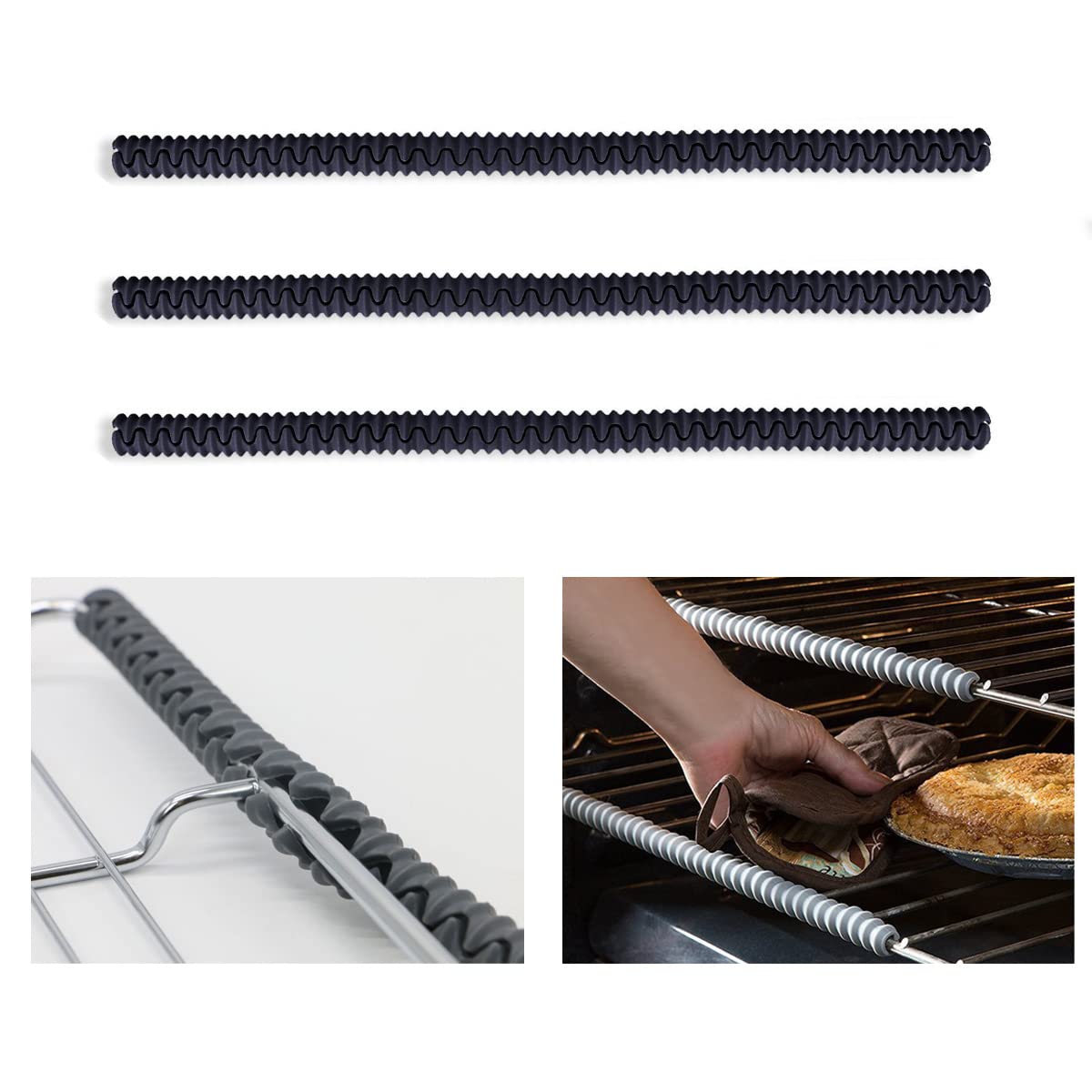 Ericotry 4-Pack Silicone Oven Rack Covers - Heat-Resistant Oven Shelf Protectors, BPA-Free Kitchen Accessories for Burn Prevention & Rack Protection - Perfect for Baking, Roasting & Grilling Safety