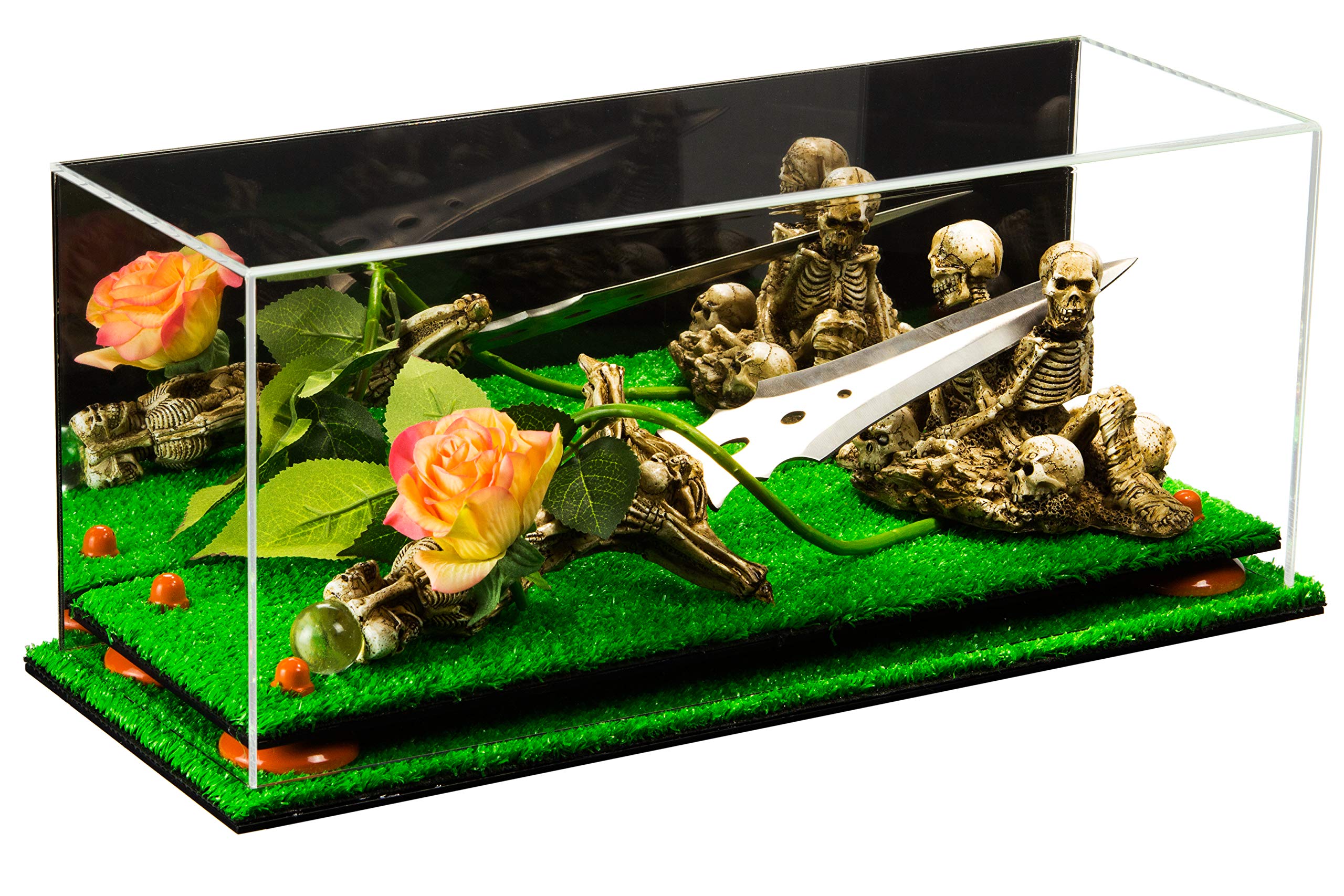 Clear Acrylic Display Case with Turf Base - Versatile Showcase for Collectibles, Jewelry & Miniatures | Perfect for Retail Stores, Home Decor & Office Displays