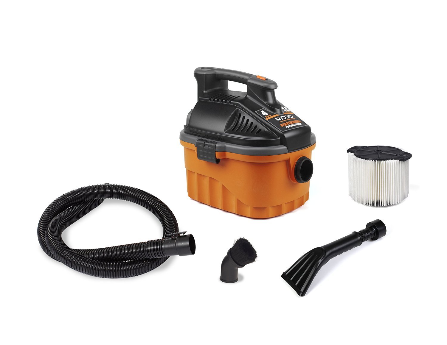RIDGID VAC4000 4-Gallon 5.0 HP Wet Dry Vacuum Cleaner - Powerful Portable Shop Vac for Cars, Home & Garage Cleaning with Dusting Brush, Car Nozzle & Claw Nozzle - Ideal for Workshop, Construction Sites & Auto Detailing
