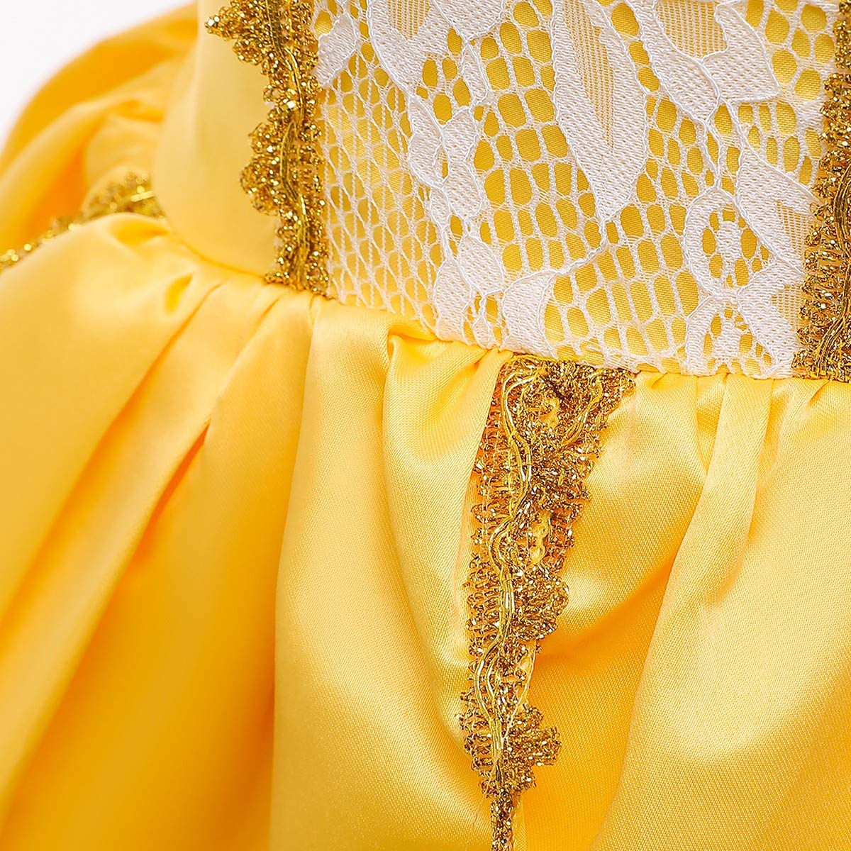 MYRISAM Girls Belle Princess Dress - Beauty and the Beast Costume for Halloween, Carnival, Cosplay, Christmas & Birthday Parties - Elegant Ball Gown for Dress Up, Role Play & Special Occasions