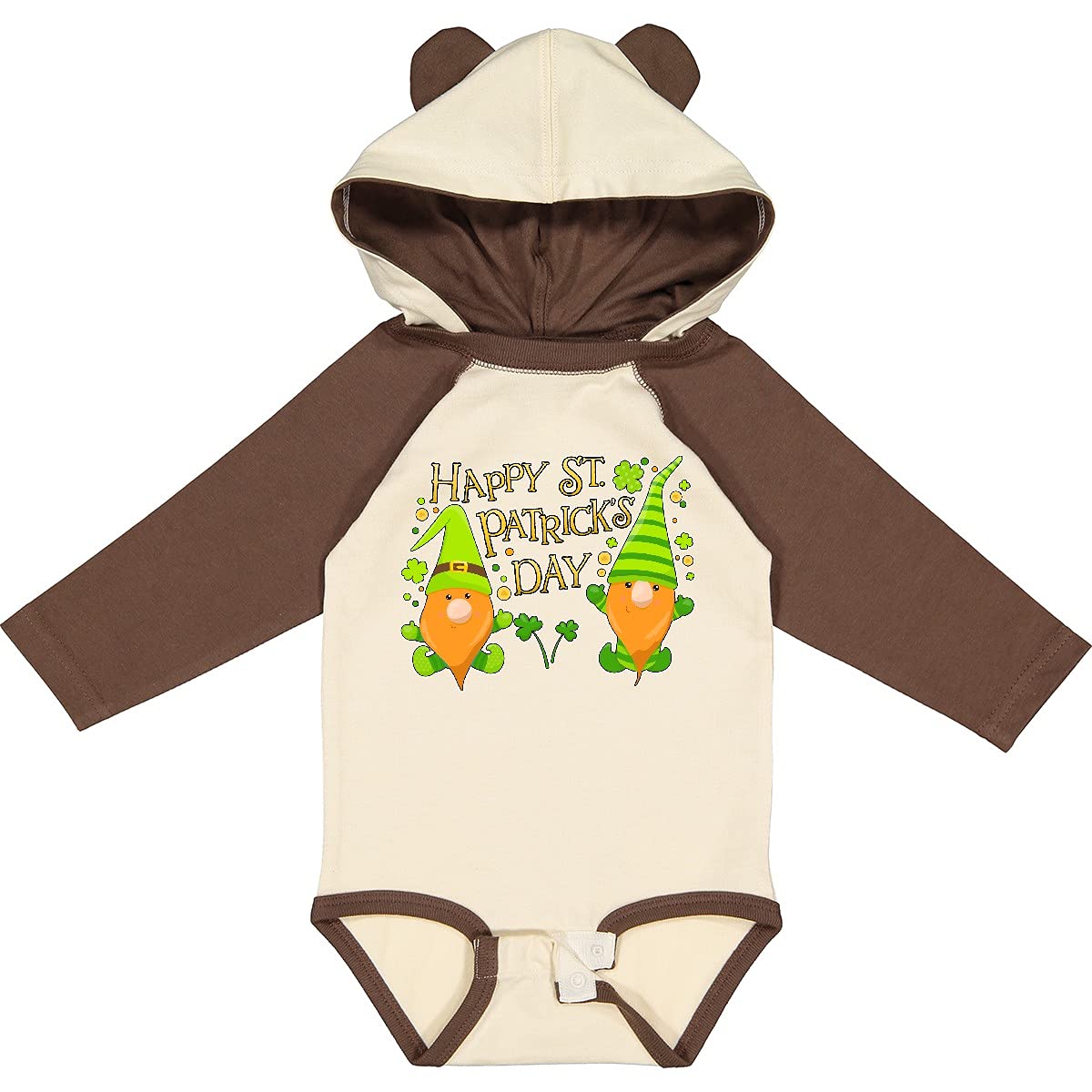 Inktastic Happy St. Patrick's Day Gnomes and Clovers Long Sleeve Baby Bodysuit - Cute Irish-Themed Outfit for Infants, Perfect for St. Patrick's Day Celebrations & Photo Shoots