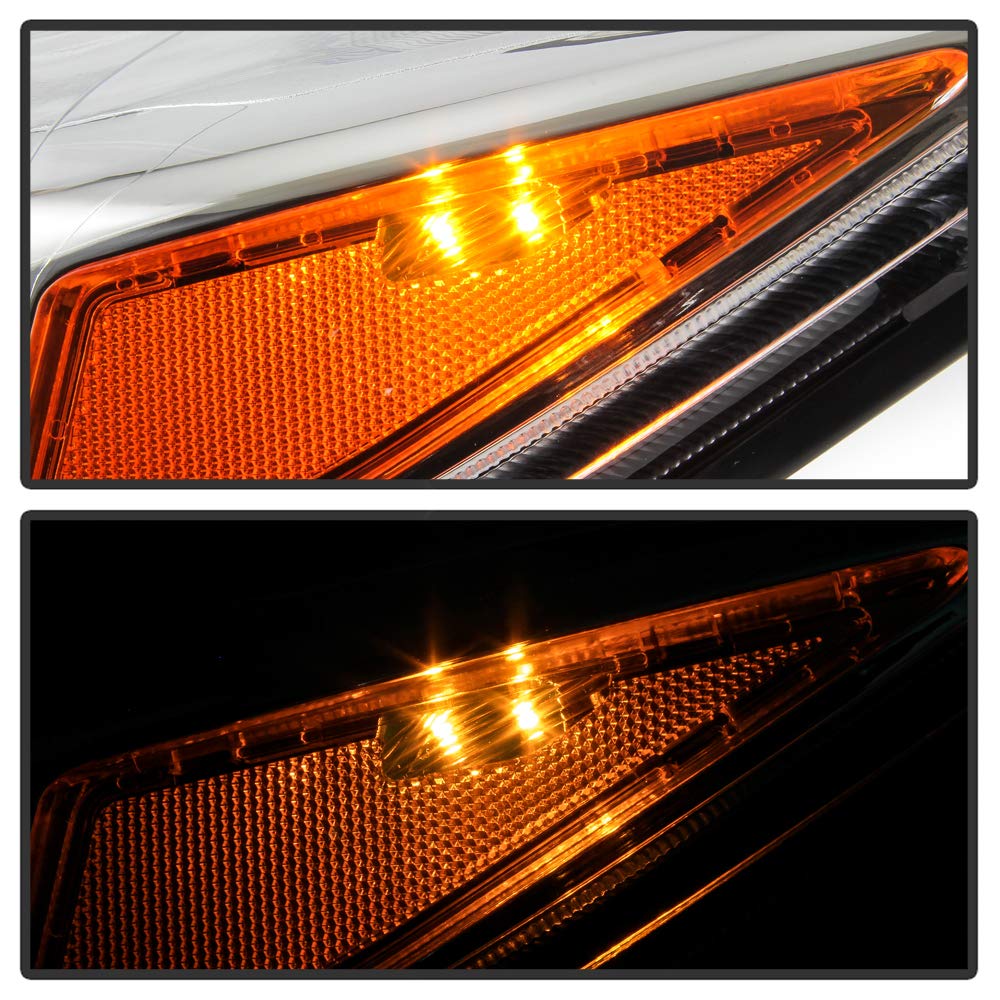 ACANII Chrome Headlight Assembly for 2015-2018 Ford Focus - Replacement Halogen Headlights Without Factory LED DRL (Left & Right Pair) - Perfect for Night Driving & Vehicle Restoration Projects