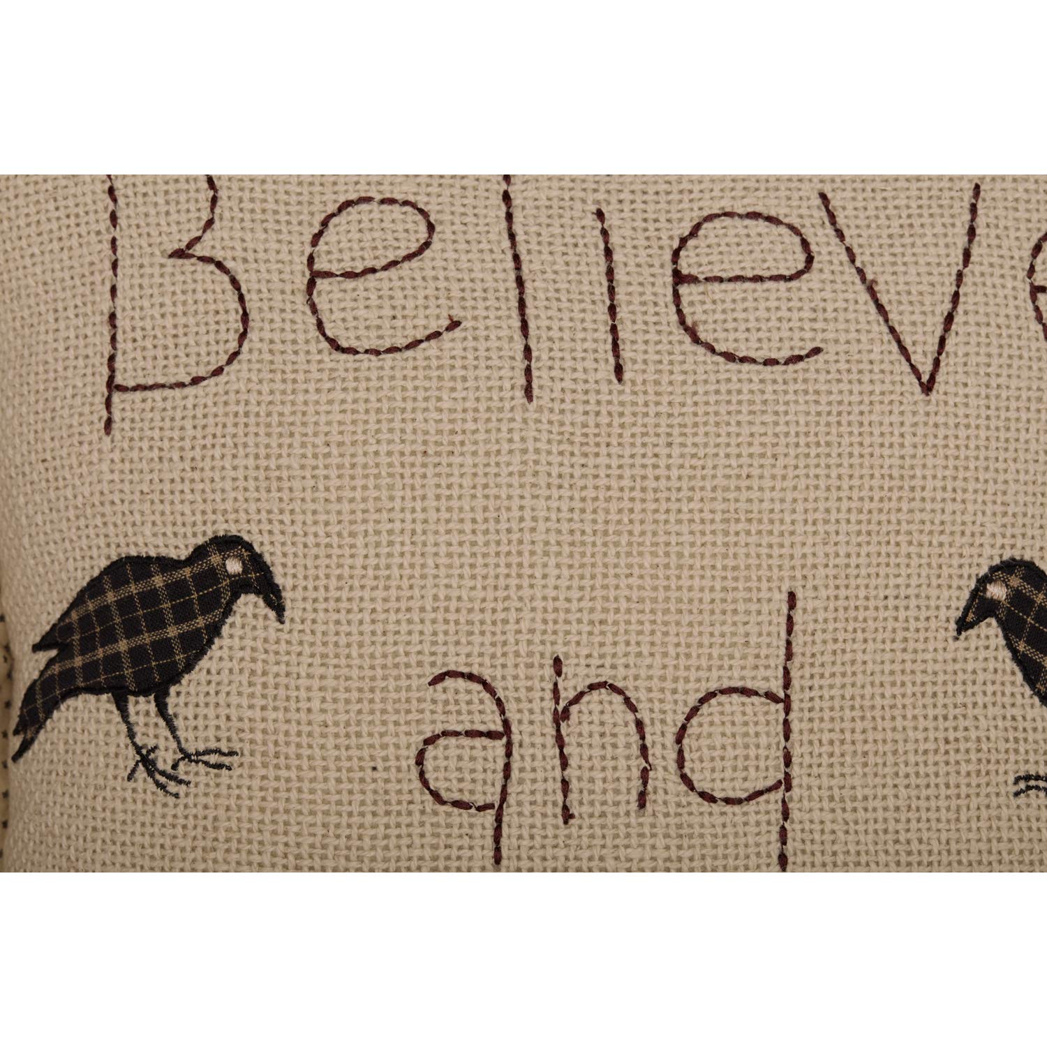 VHC Brands Kettle Grove Believe and Receive Pillow 12x12 Inch - Rustic Farmhouse Decorative Throw Pillow for Sofa, Bed, Living Room - Tan Country Primitive Home Decor Accessory