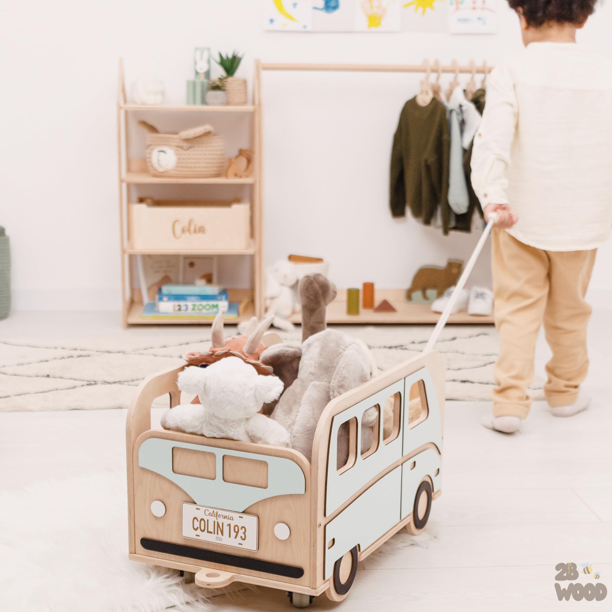 Personalized Wooden Toy Box with Wheels - Kids Toy Storage Organizer for Boys & Girls - Nursery & Playroom Furniture - Baby Room Decor & Book Storage - Perfect Birthday & Christmas Gift for Toddlers (Ideal for Playrooms, Bedrooms & Daycare Centers)