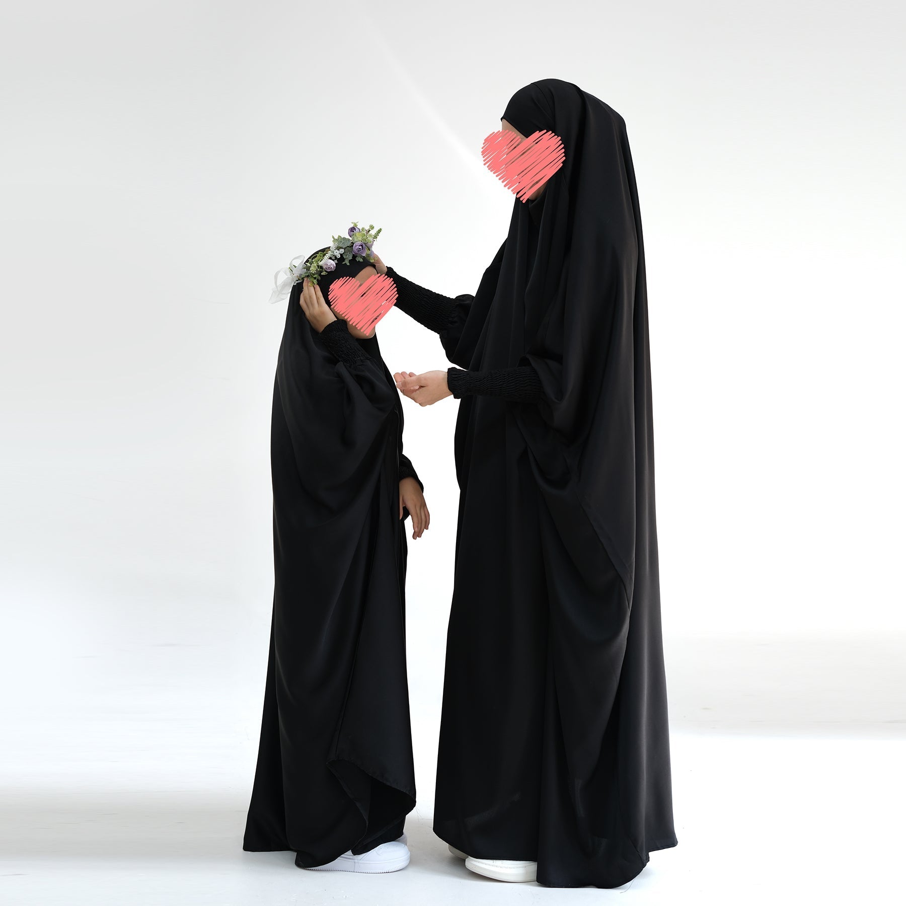 Marwa Kids Satin Jilbab - Islamic Prayer Hijab for Girls - Soft & Comfortable Black Headscarf - Perfect for School, Mosque & Special Occasions