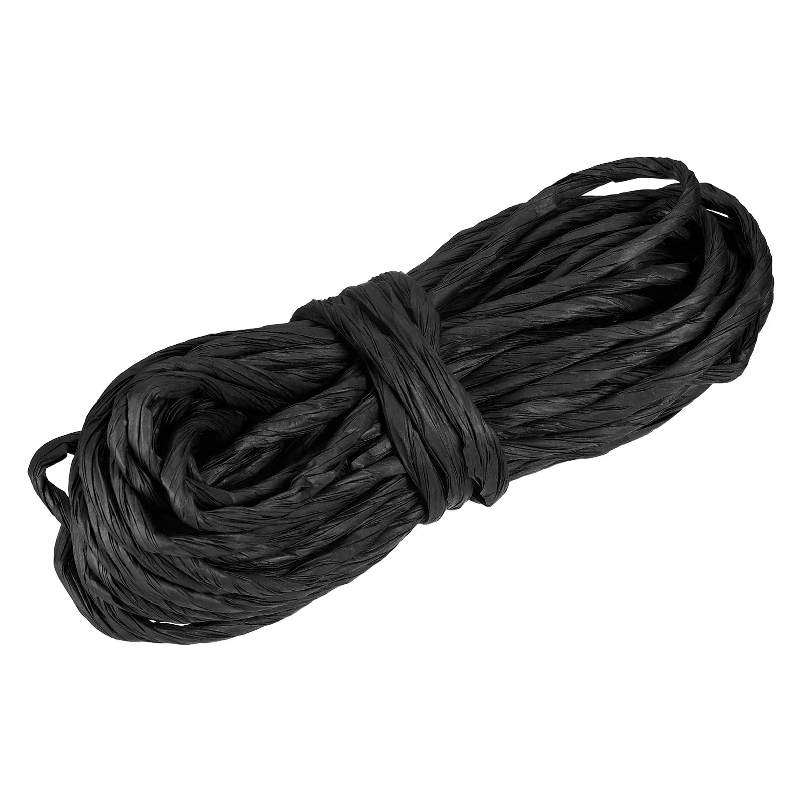 Meccanixity Raffia Paper Craft Rope - 16.4 Yards Handmade Twisted DIY String for Gift Wrapping, Home Decor, Scrapbooking & Party Decoration (Black)