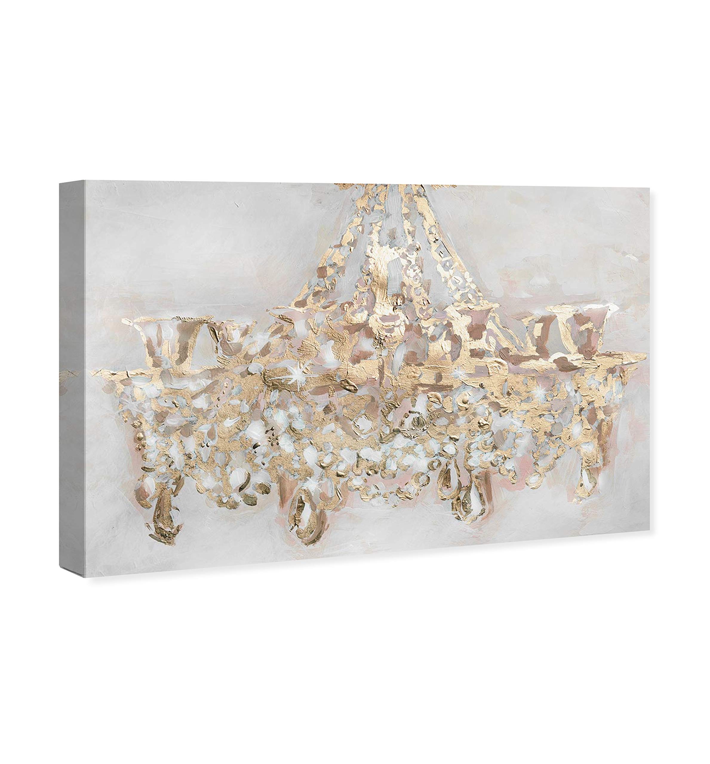 Oliver Gal Artist Co. 'Candelabro' Chandelier Wall Art Canvas Print - 54x36 Inches Gold & White Fashion Glam Home Decor - Perfect for Living Room, Bedroom, or Dining Room