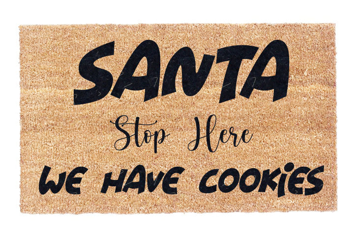 Santa Stop Here We Have Cookies - Christmas Holiday Decor for Fireplace Mantel & Front Door - Perfect for Xmas Party & Home Decoration