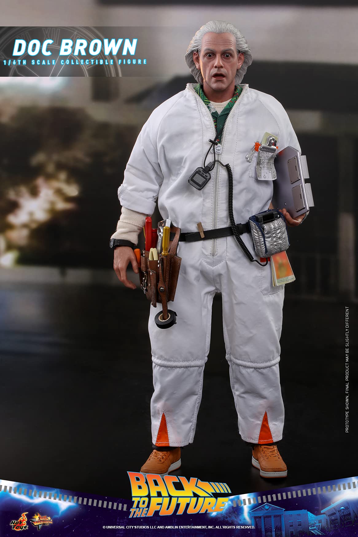 Hot Toys 1:6 Scale Dr. Emmett Brown Collectible Figure - Back to The Future Movie White Costume Version | Perfect for Display, Gift Giving & Back to The Future Fans Collection