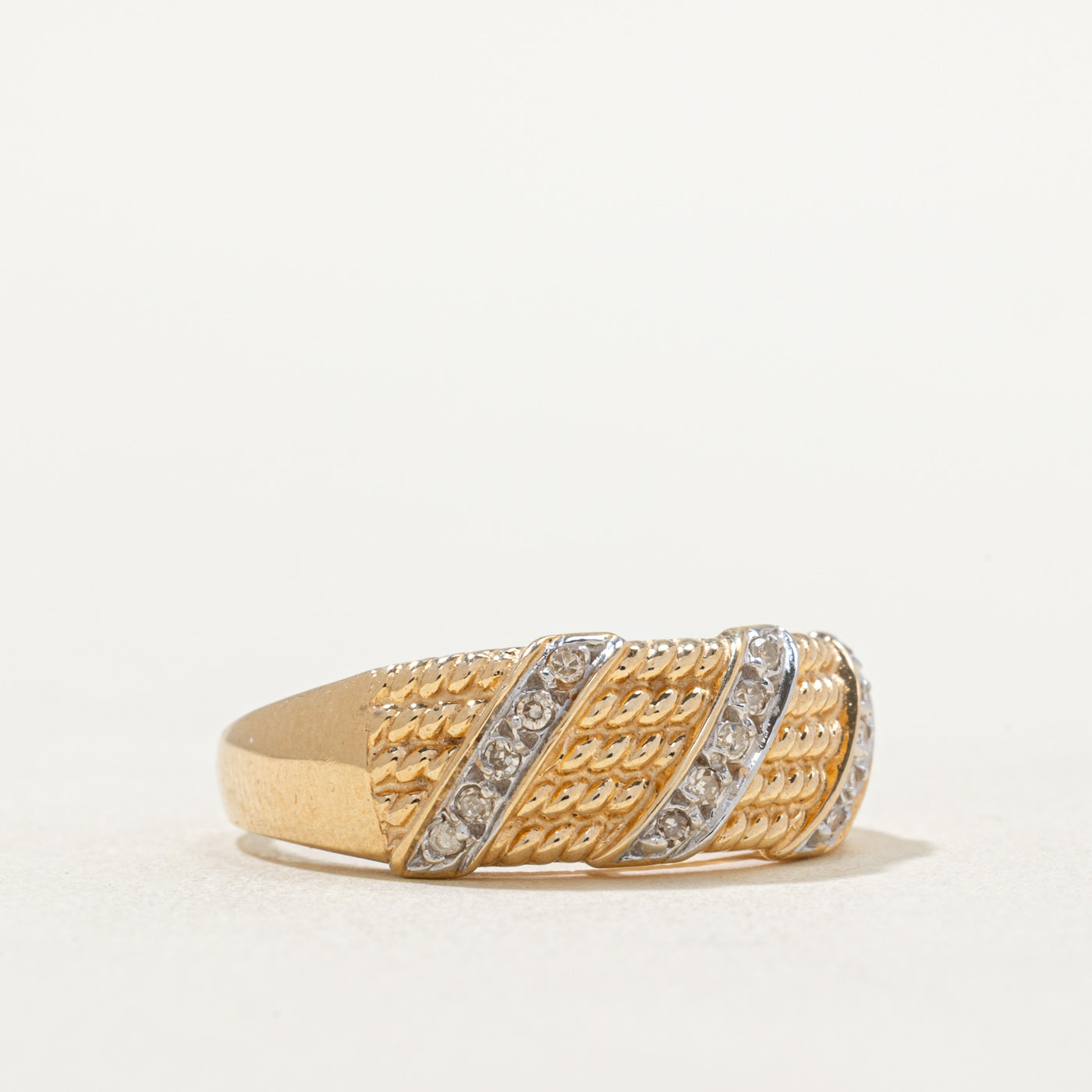 0.07ctw Diamond Textured Wedding Band Ring - Size 8.5 | Elegant Diagonal Set Design for Women | Perfect for Engagement, Anniversary & Special Occasion Gifts