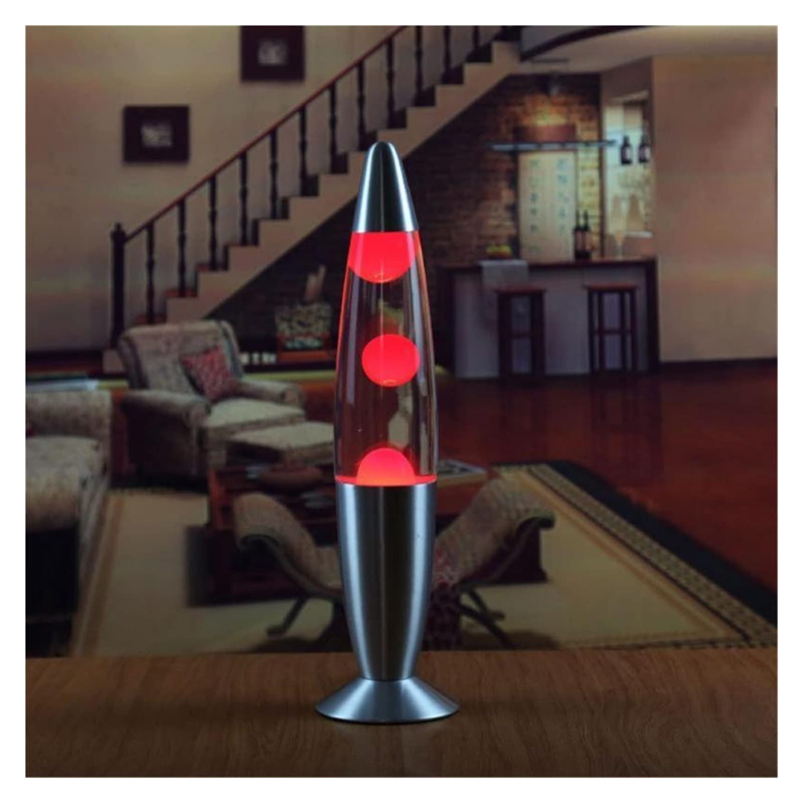 DOBOKS Metal Base Wax Lamp - Volcanic Lava Jellyfish Night Light, Creative Home Decor for Bedroom, Living Room & Office (Red, Size X) - Perfect Mood Lighting for Relaxation, Meditation & Romantic Ambiance